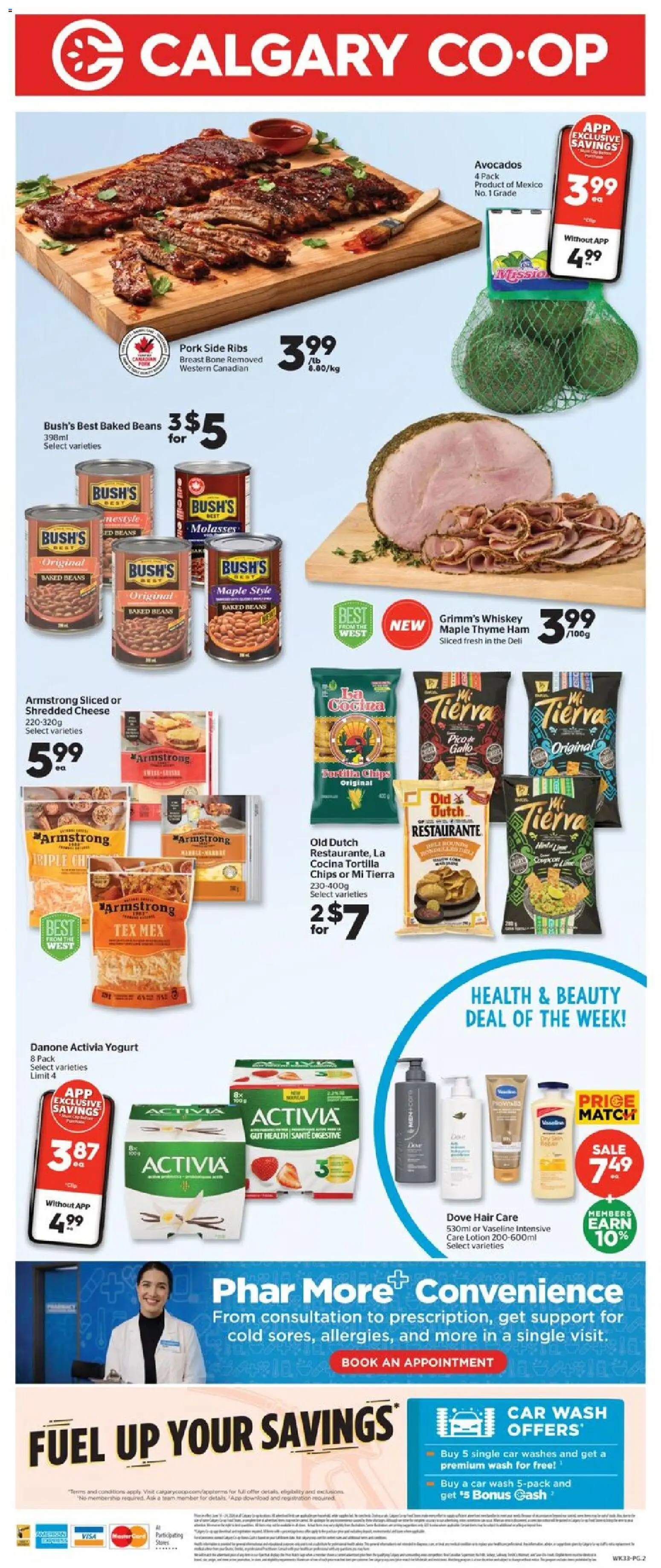 Calgary Co-op flyer valid from 18.06.2026 | Page: 2 | Products: Chips, Cheese, Yogurt, Ham