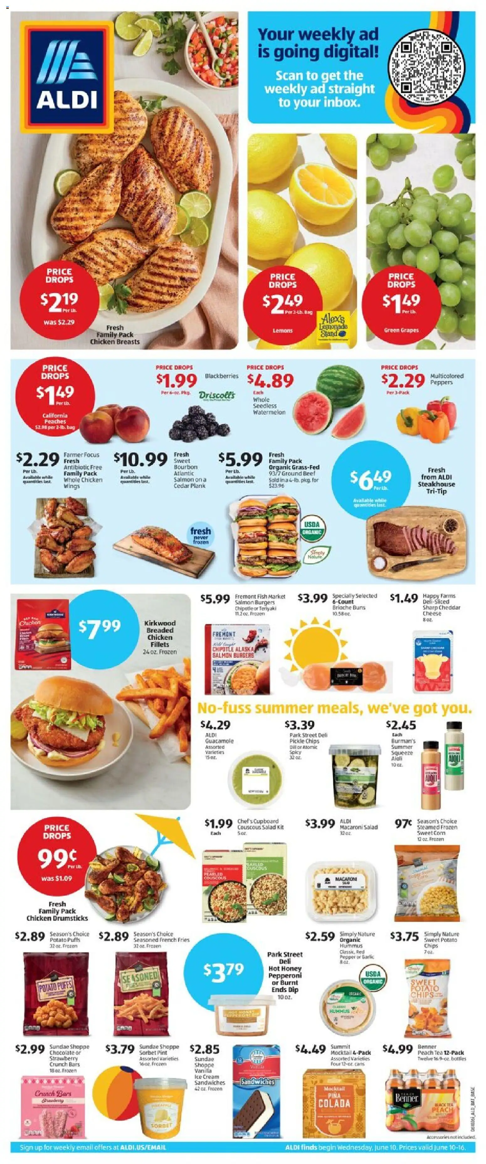 Aldi Weekly Ad - valid from 10.06.2026 | Page: 1 | Products: Beef, Chips, Cream, Pepper