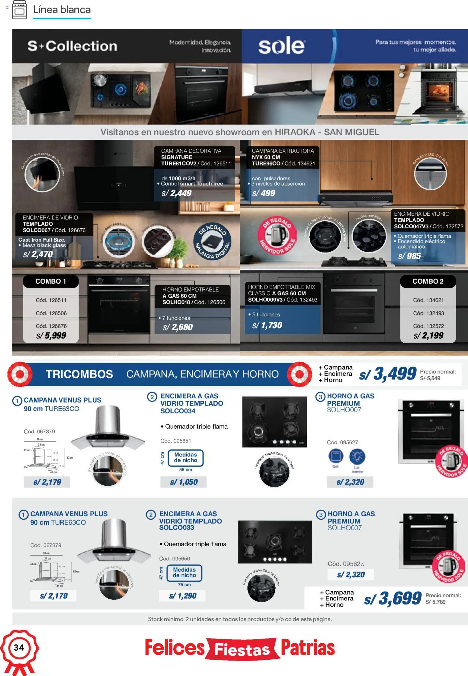 Catálogo Hiraoka válido desde 11/07/2026 | Página: 34 | Productos: Mesa, Horno, Campana extractora