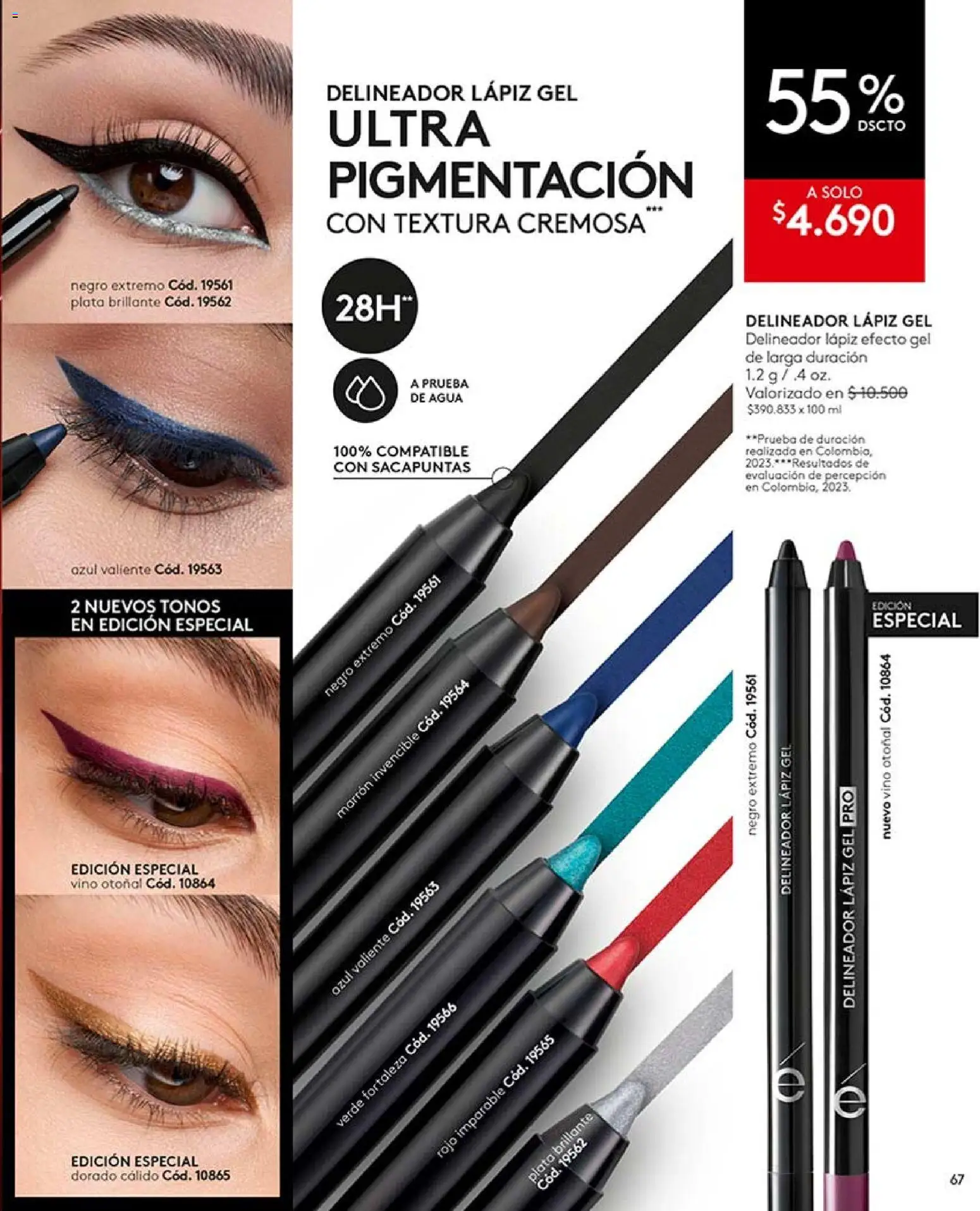 Catálogo Ésika Campaña 11 │ válido desde el 15.06.2026 | Página: 67 | Productos: Agua, Sacapuntas, Delineador, Vino