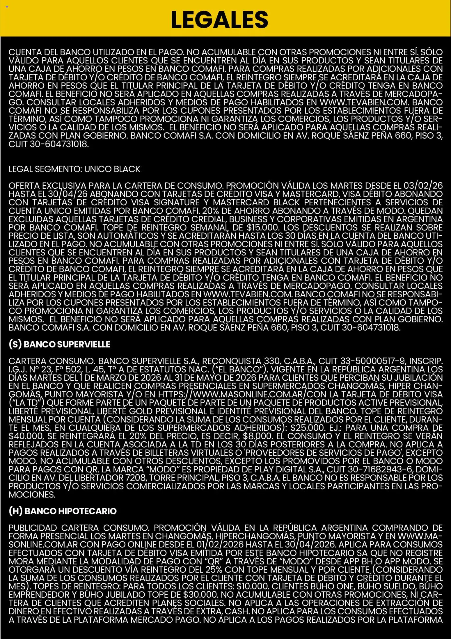 Changomas - Medios de Pago │ válido desde el 01.04.2026 | Página: 6 | Productos: Banco, Sobre, Caja, Té