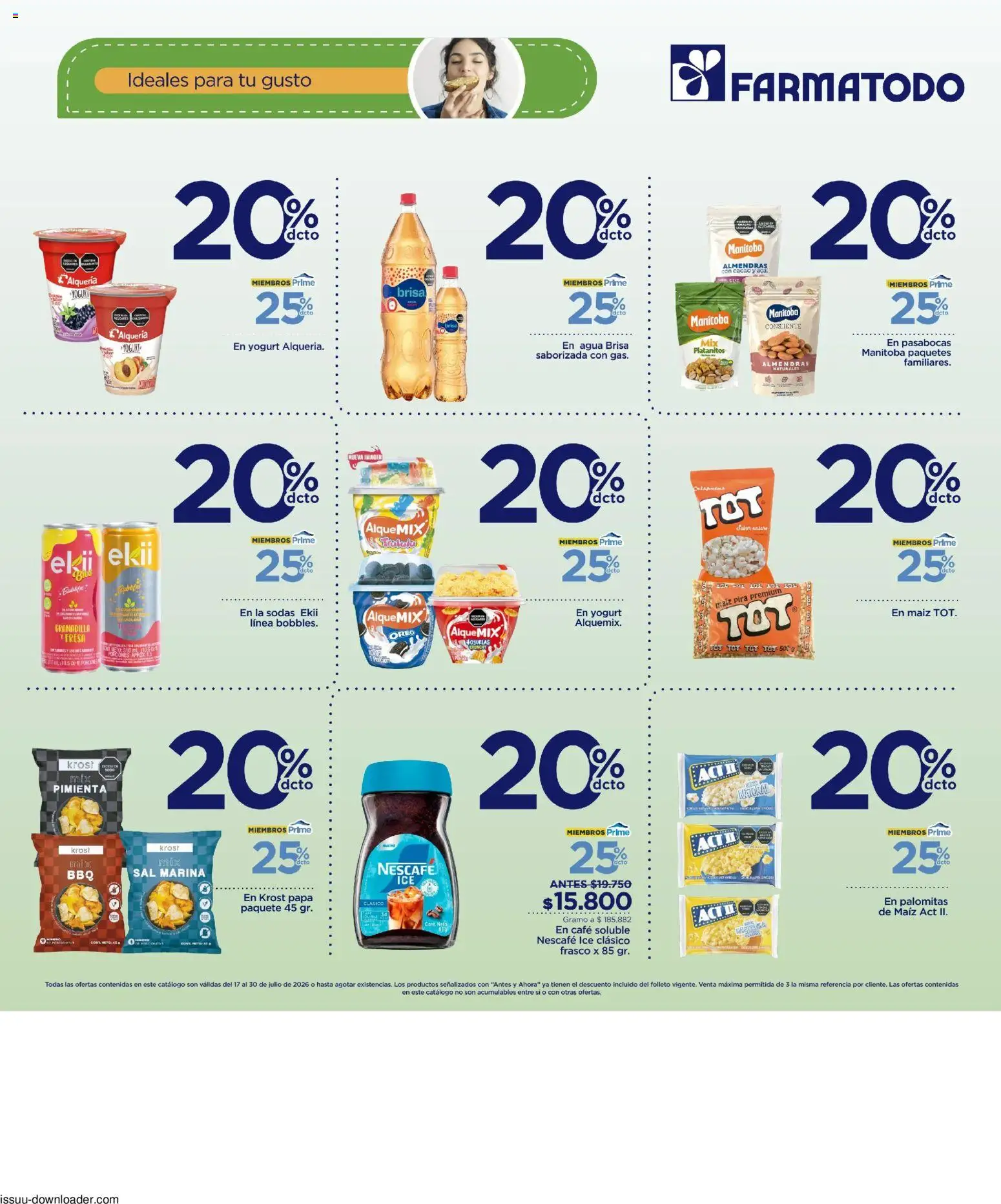 FarmaTodo revista - valida desde el 17/07/2026 | Página: 3 | Productos: Almendras, Frasco, Yogurt, Papa