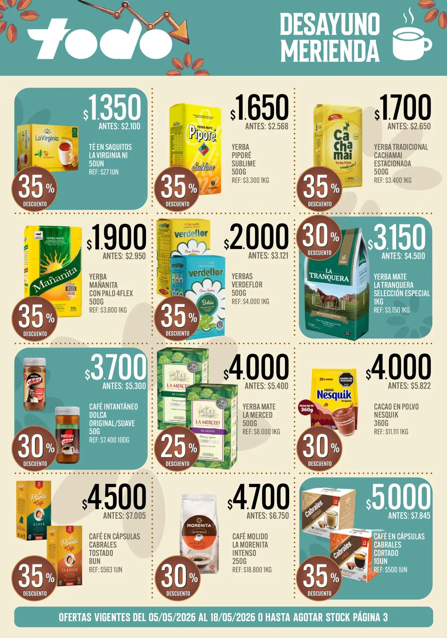 Supermercados TODO - Ofertas │ válido desde el 05.05.2026 | Página: 4 | Productos: Peso, Té, Cacao, Planta