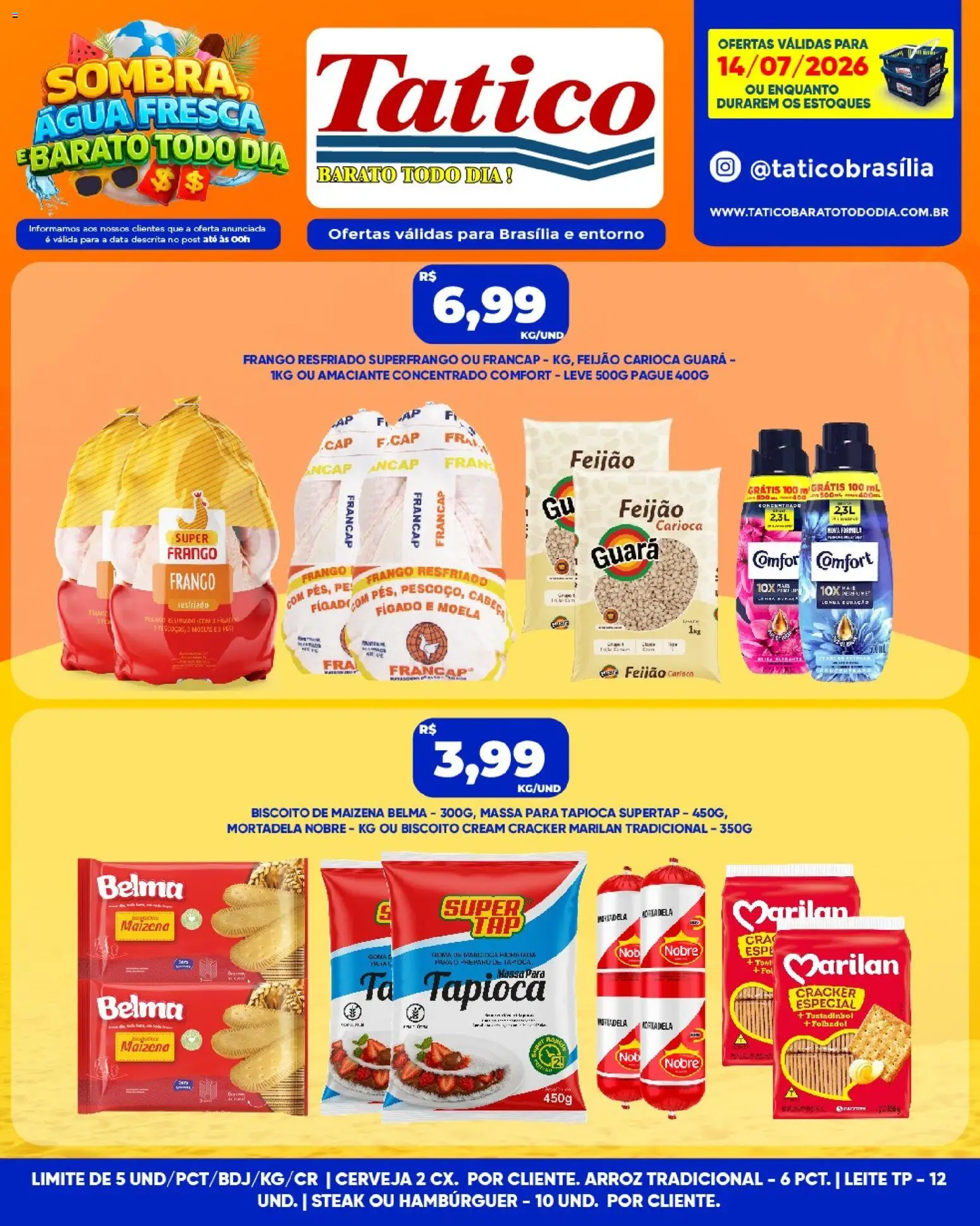 Tatico Folheto - válido de 14/07/2026 | Página: 5 | Produtos: Feijão, Mortadela, Frango, Amaciante