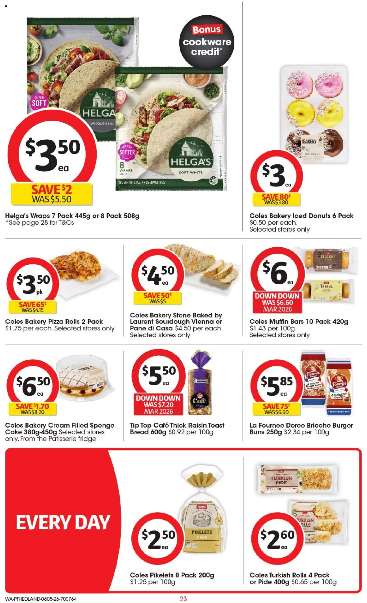 Coles catalogue - valid from 06.05.2026 | Page: 23 | Products: Donuts, Bread, Fridge, Bakery