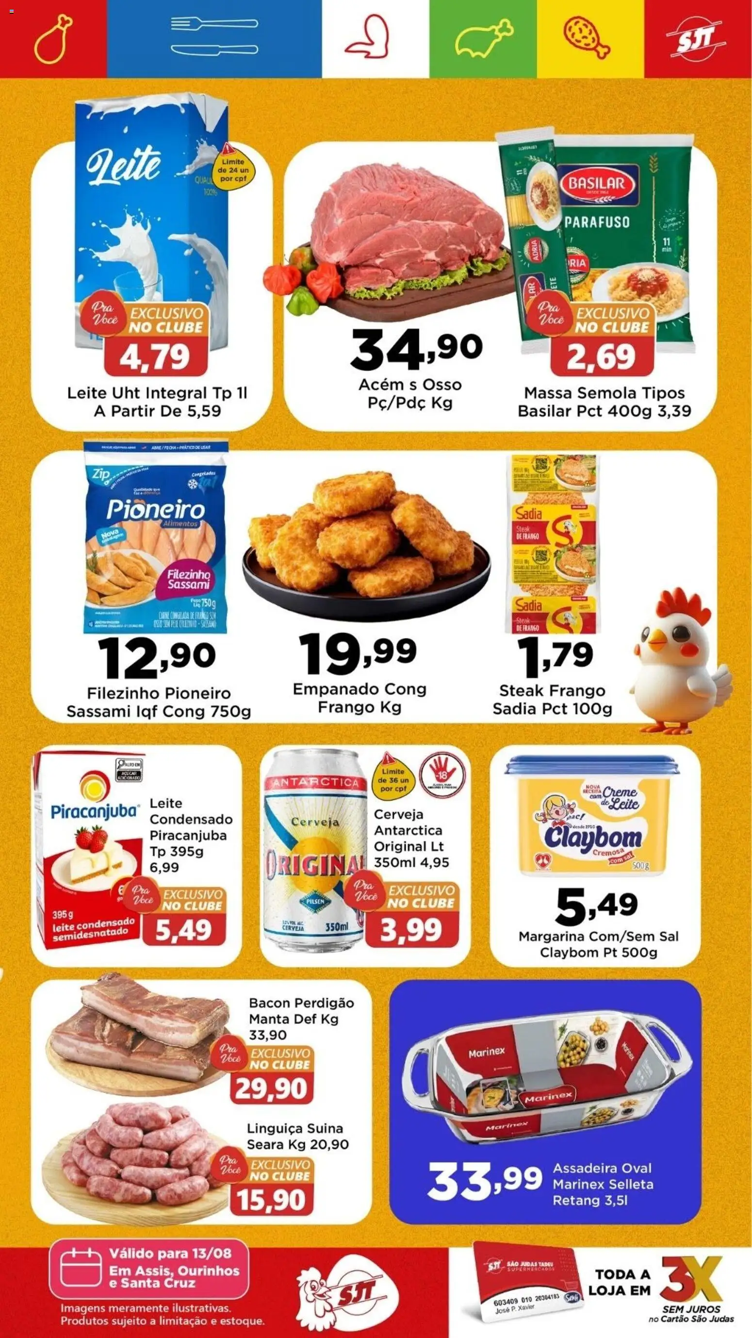 São Judas Tadeu Folheto - válido de 13/08/2026 | Página: 2 | Produtos: Steak, Leite, Frango, Leite condensado