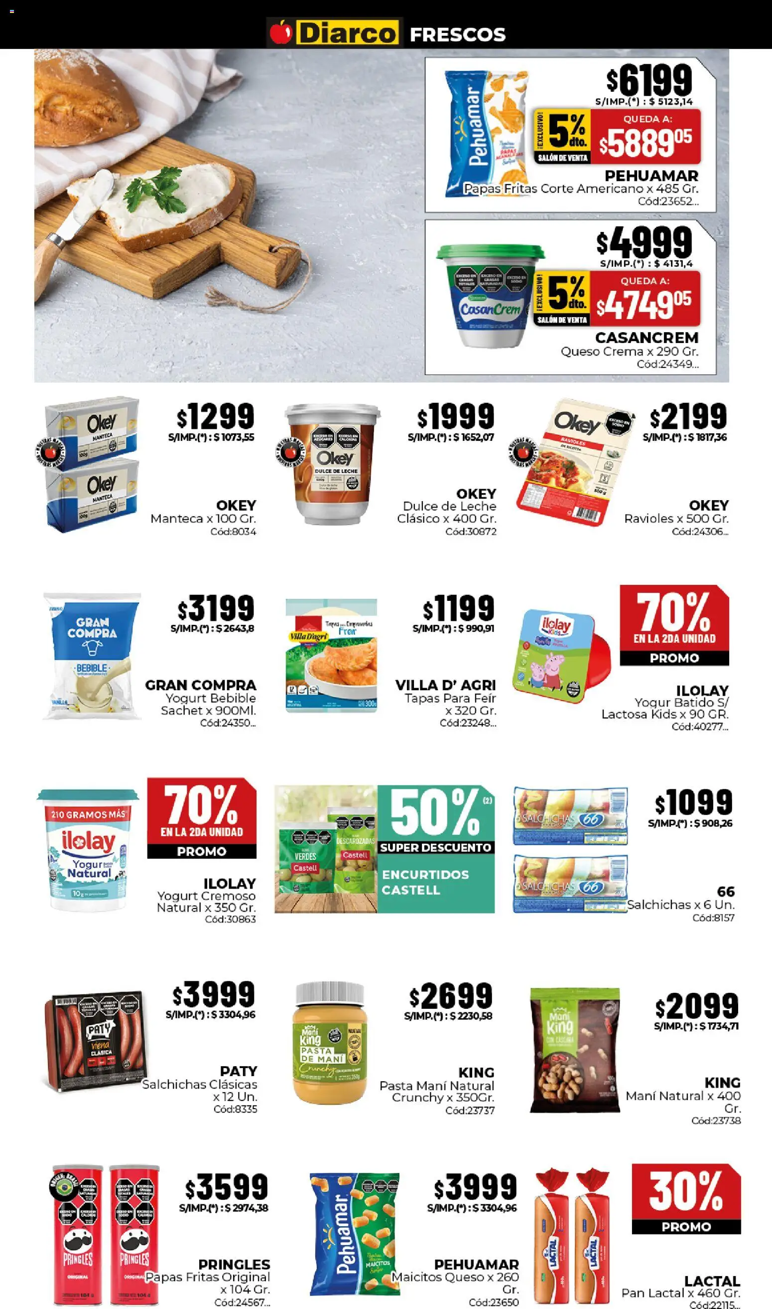 Diarco ofertas │ válido desde el 20/07/2026 | Página: 11 | Productos: Queso crema, Mani, Leche, Pan