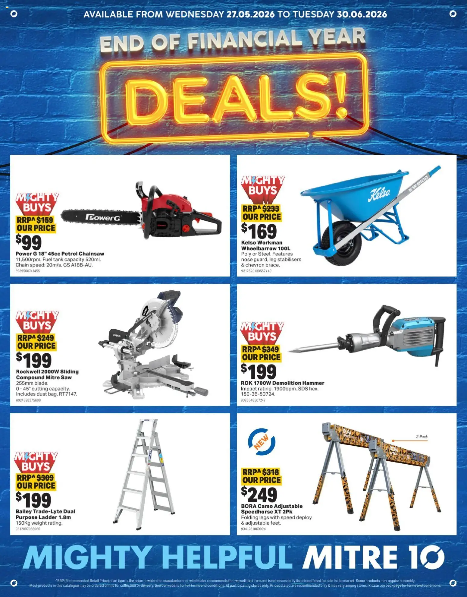 Mitre 10 catalogue - valid from 27.05.2026 | Page: 1 | Products: Chain, Saw, Wheelbarrow, Weight