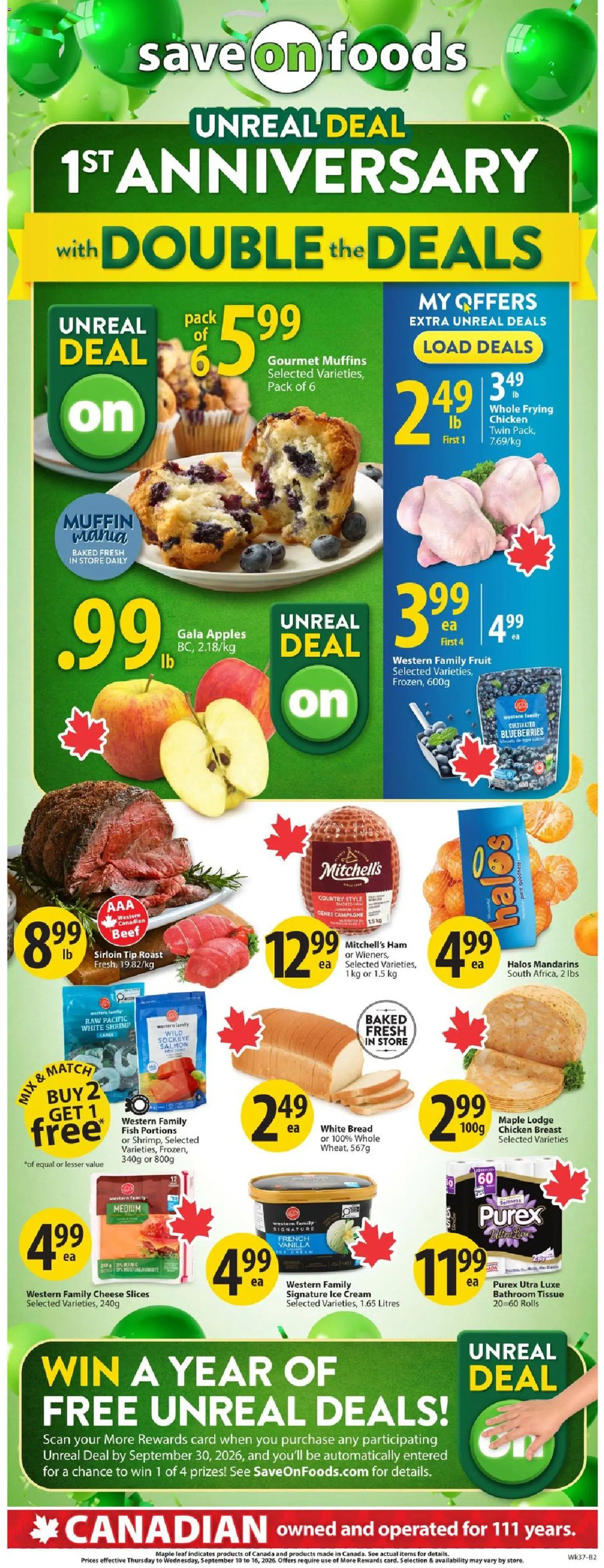 Save on foods flyer valid from Sep 10, 2026 | Page: 2 | Products: Blueberries, Vanilla, Ice, Chicken