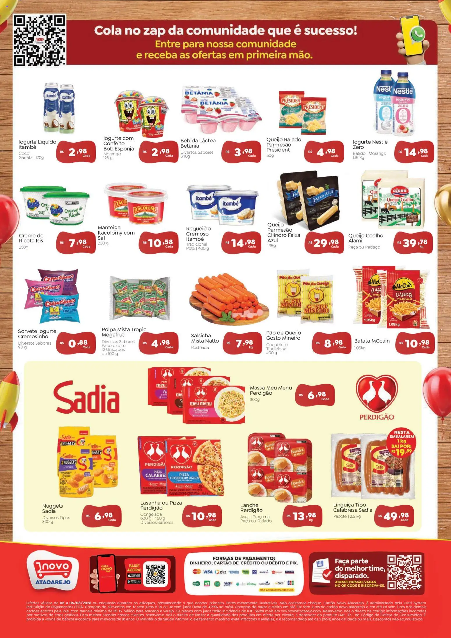 Novo Atacarejo Folheto - válido de 05/08/2026 | Página: 2 | Produtos: Faca, Massa, Requeijão, Açaí