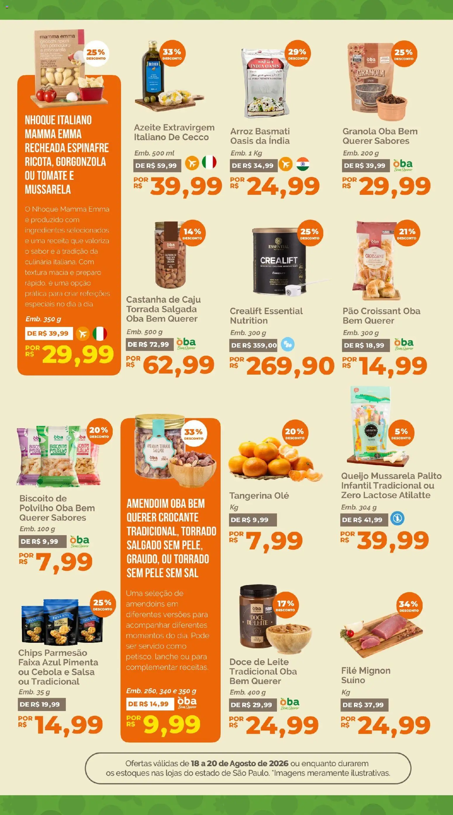 Oba Hortifruti Folheto - válido de 18/08/2026 | Página: 7 | Produtos: Caju, Pimenta, Biscoito, Azeite