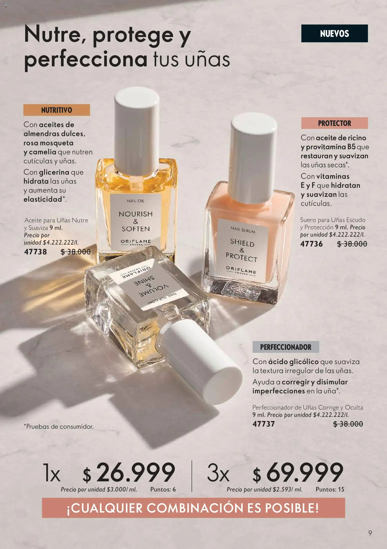 Oriflame revista - valida desde el 11/07/2026 | Página: 9 | Productos: Almendras, Serum, Combinación, Perfeccionador
