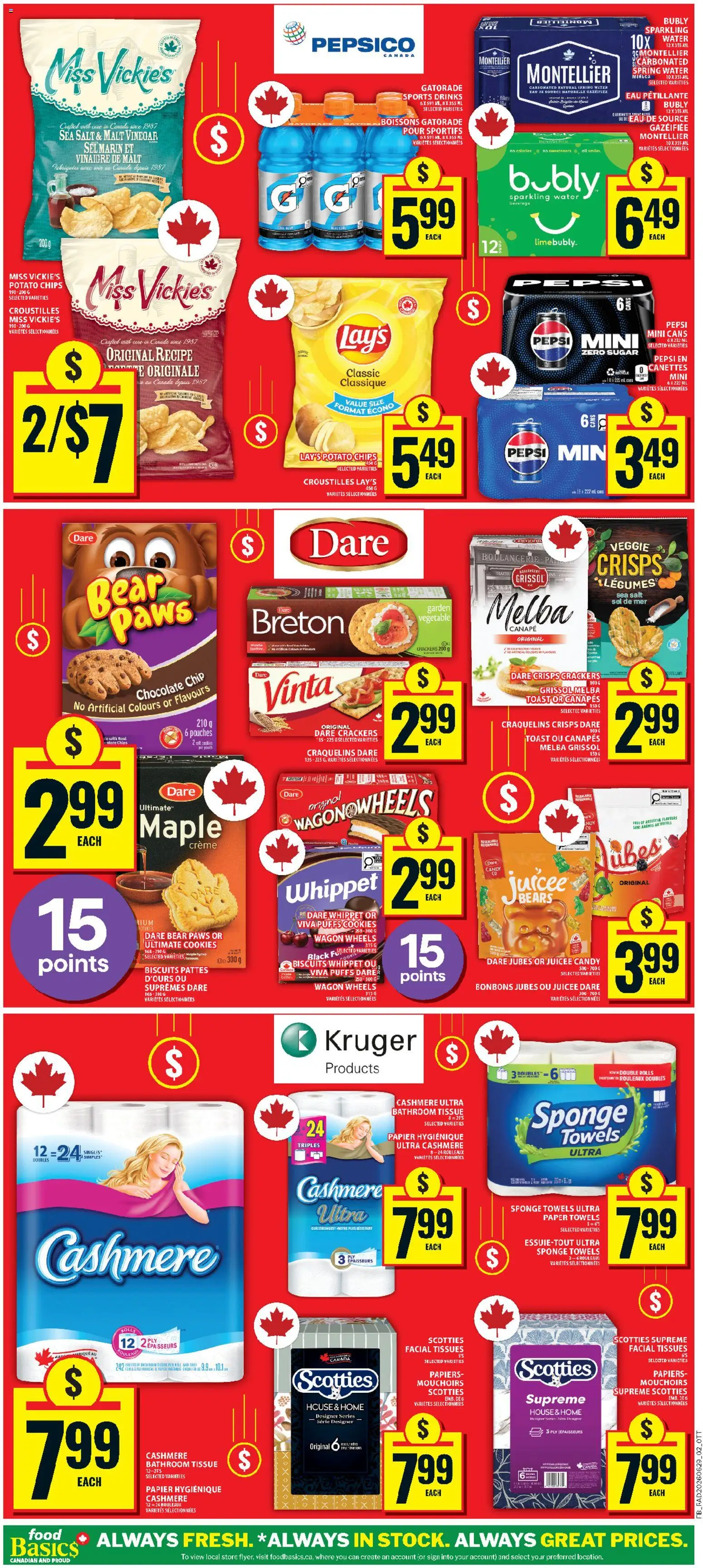 Food Basics flyer valid from Jul 2, 2026 | Page: 4 | Products: Chips, Cookies, Sponge, Chocolate