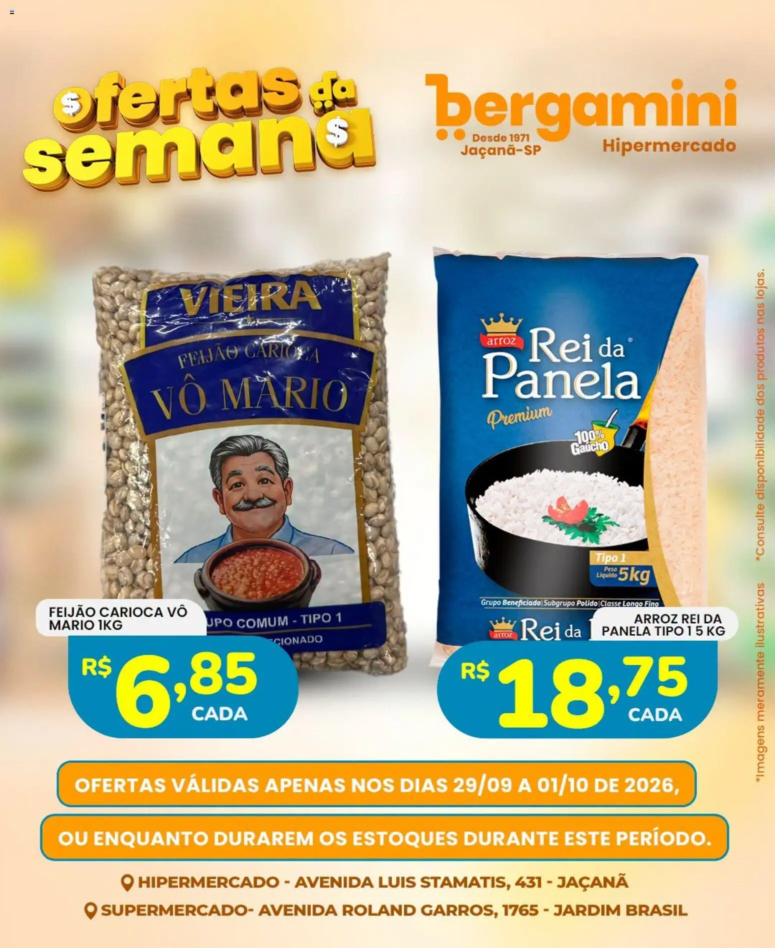 Supermercado Bergamini Folheto - válido de 29/09/2026 | Página: 4 | Produtos: Arroz rei da panela, Feijão, Panela, Arroz