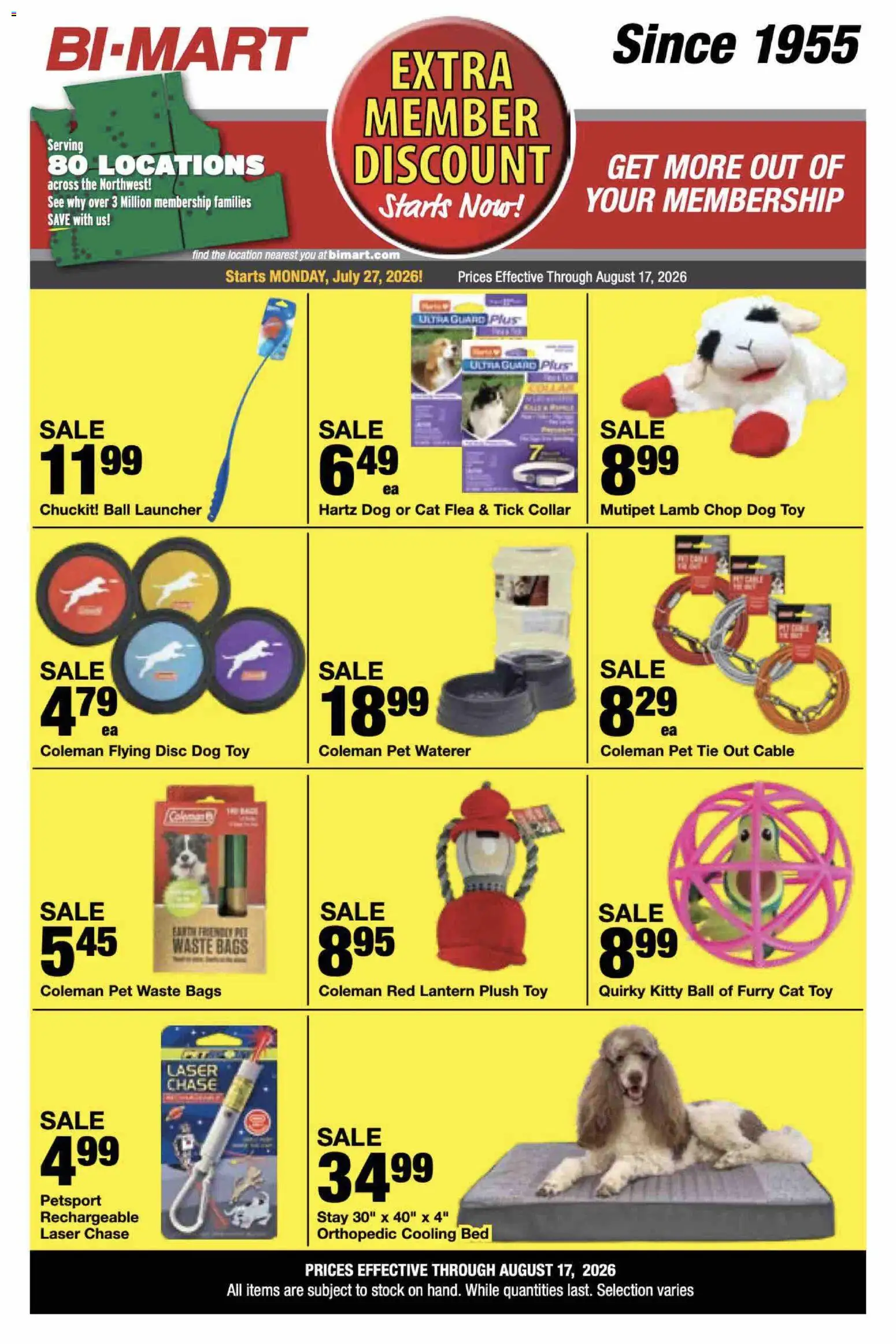 Bi-Mart Extra Member Discount - valid from 07/27/2026 | Page: 18 | Products: Bed, Tie Out Cable, Cable