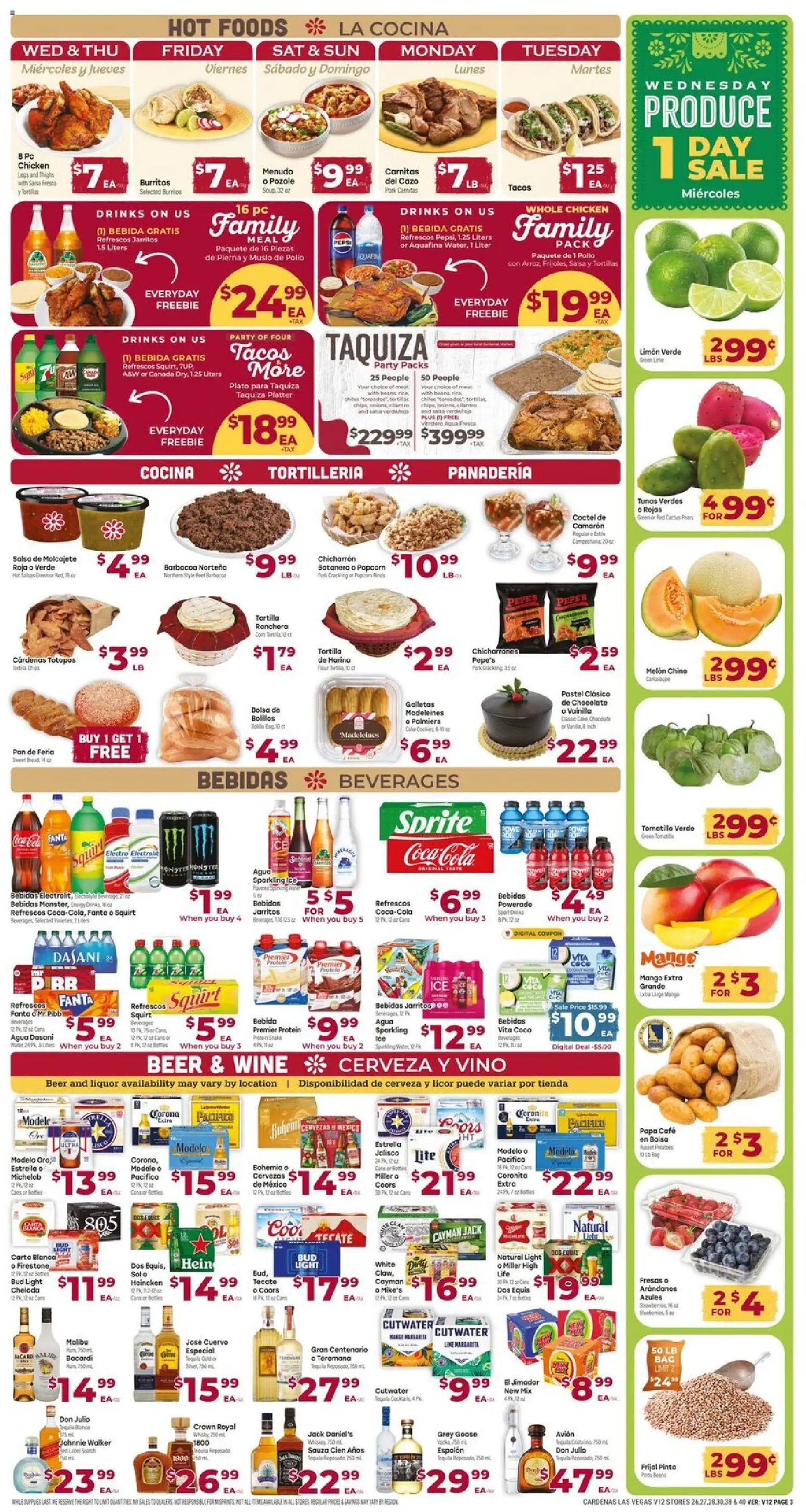 Cardenas Weekly Ad - valid from 07/22/2026 | Page: 3 | Products: Wine, Pork, Mango, Melon