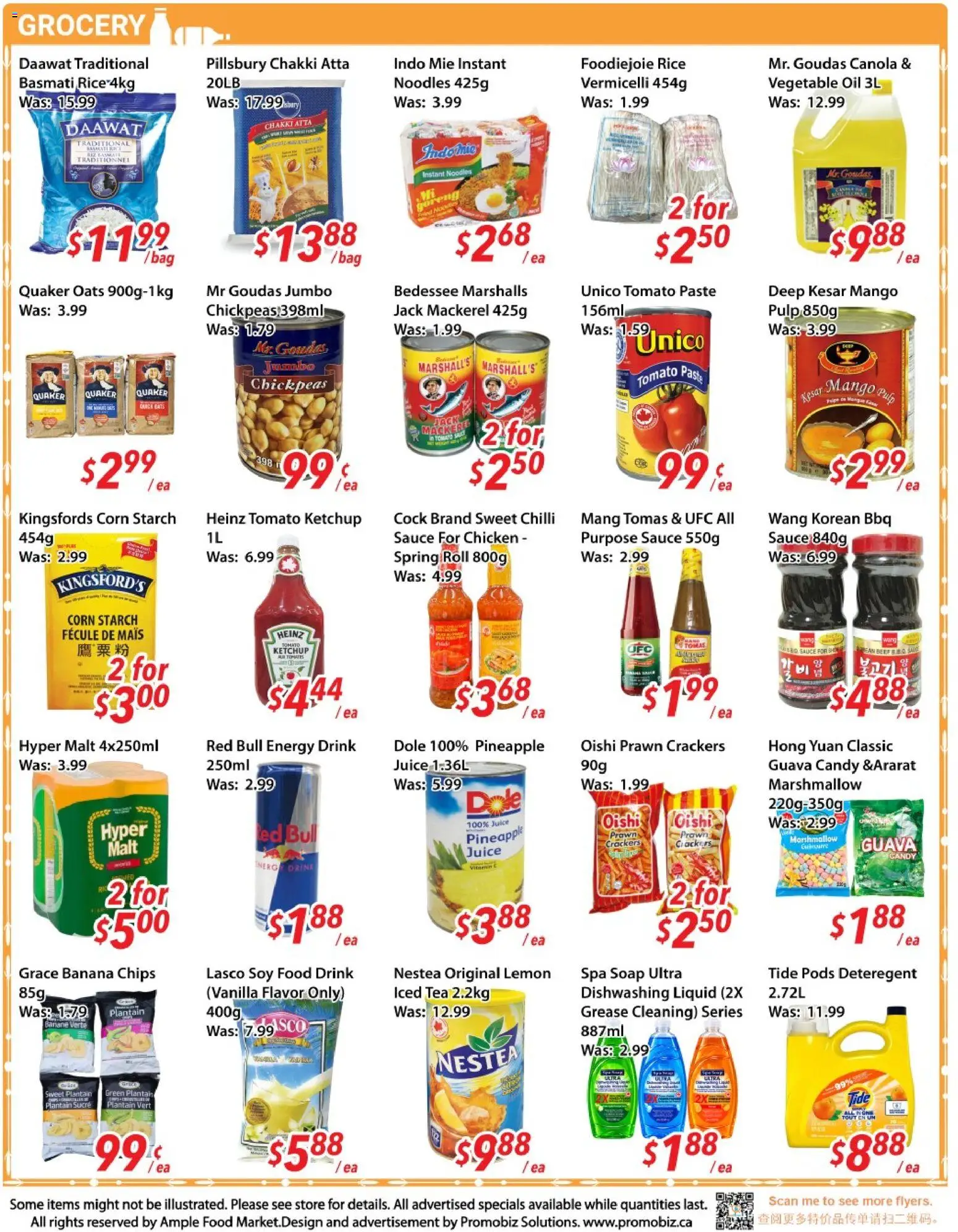 Ample Food Market flyer valid from Sep 18, 2026 | Page: 3 | Products: Pineapple, Red Bull, Soap, Juice