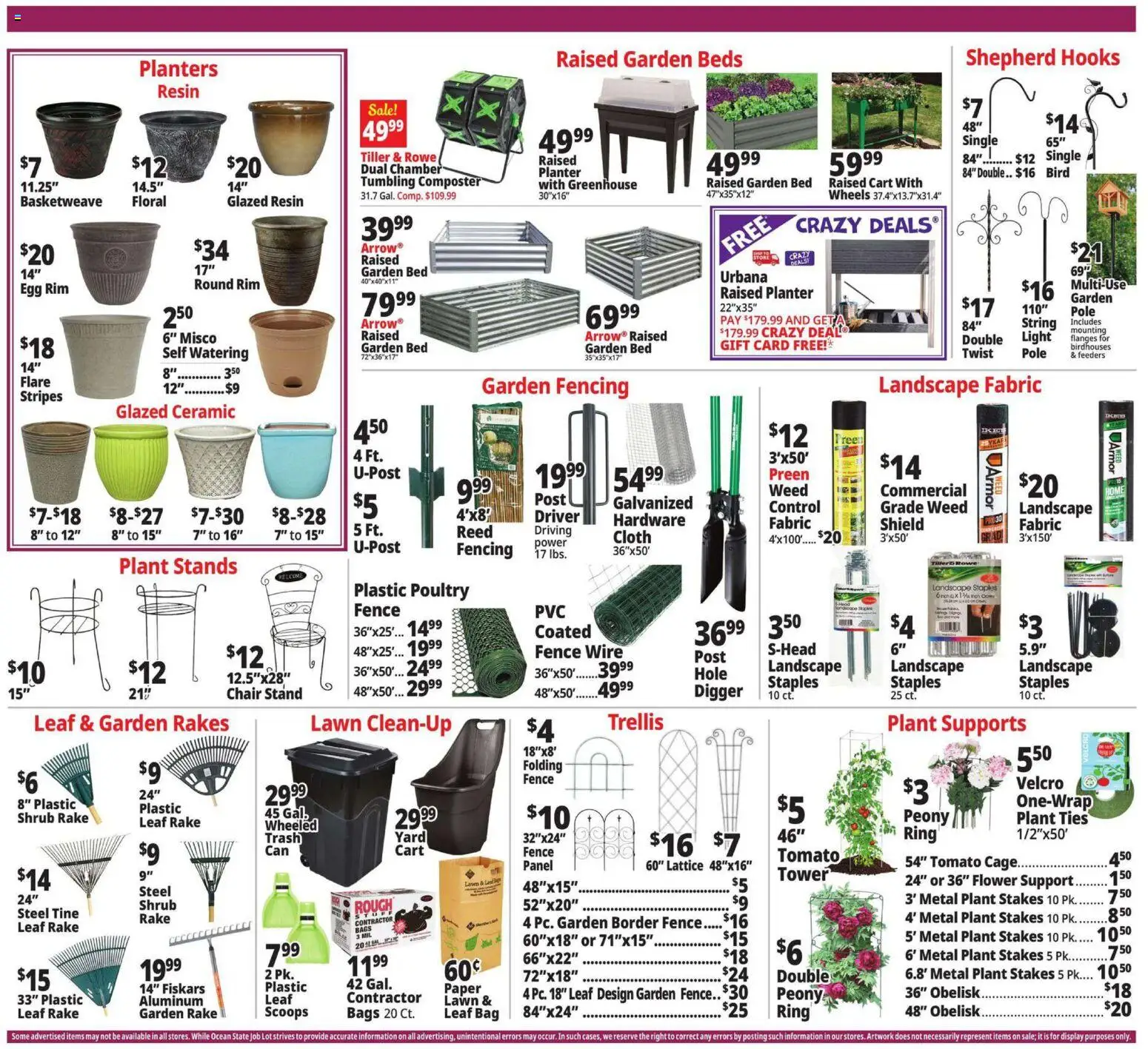Ocean State Job Lot Weekly Ad - valid from 30.04.2026 | Page: 5 | Products: Rake, Digger, Wire, Bag