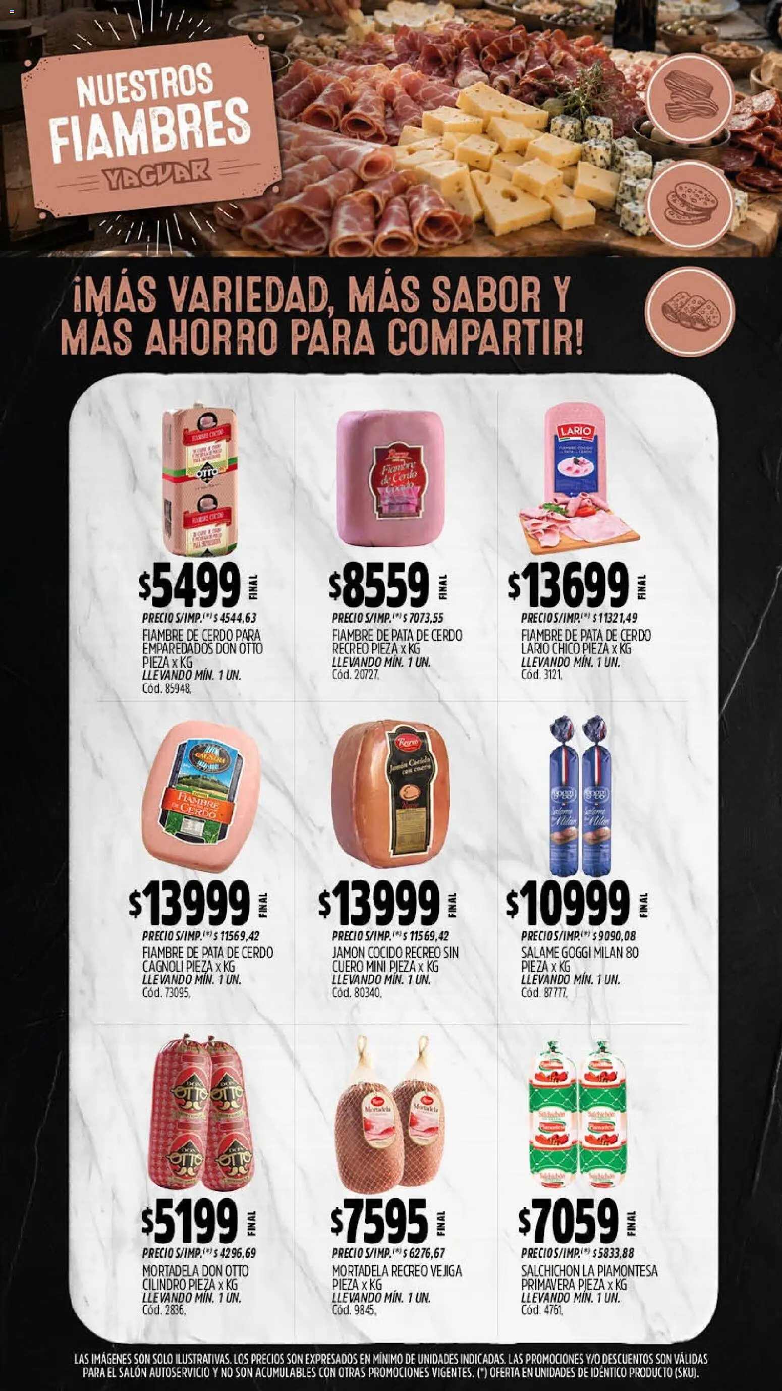 Yaguar - Oferta Semanal General Roca │ válido desde el 07/09/2026 | Página: 9 | Productos: Pata de cerdo, Jamón cocido, Salame, Cerdo