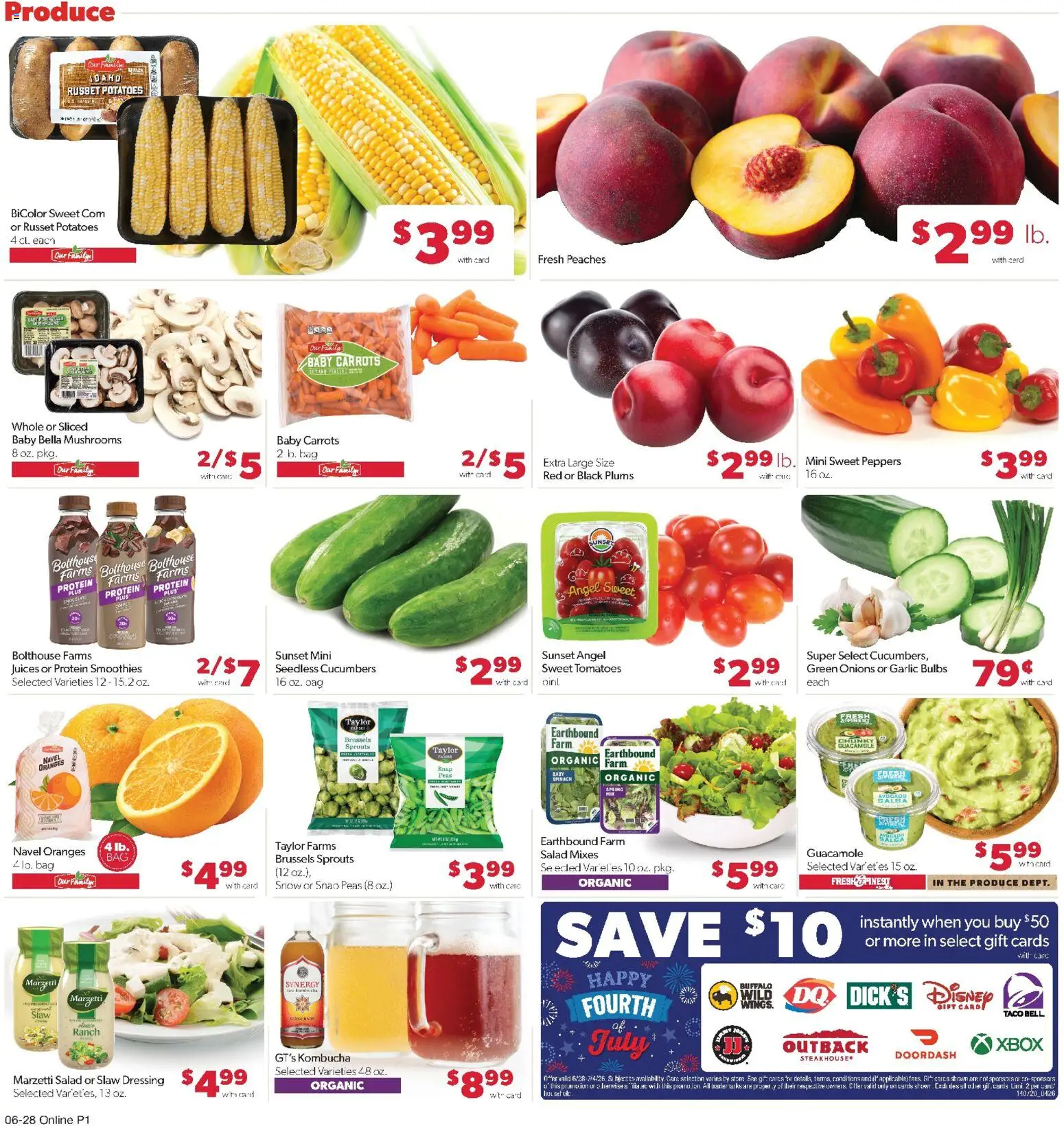 Family Fare Weekly Ad - valid from 06/28/2026 | Page: 6 | Products: Spinach, Tomatoes, Cucumbers, Xbox