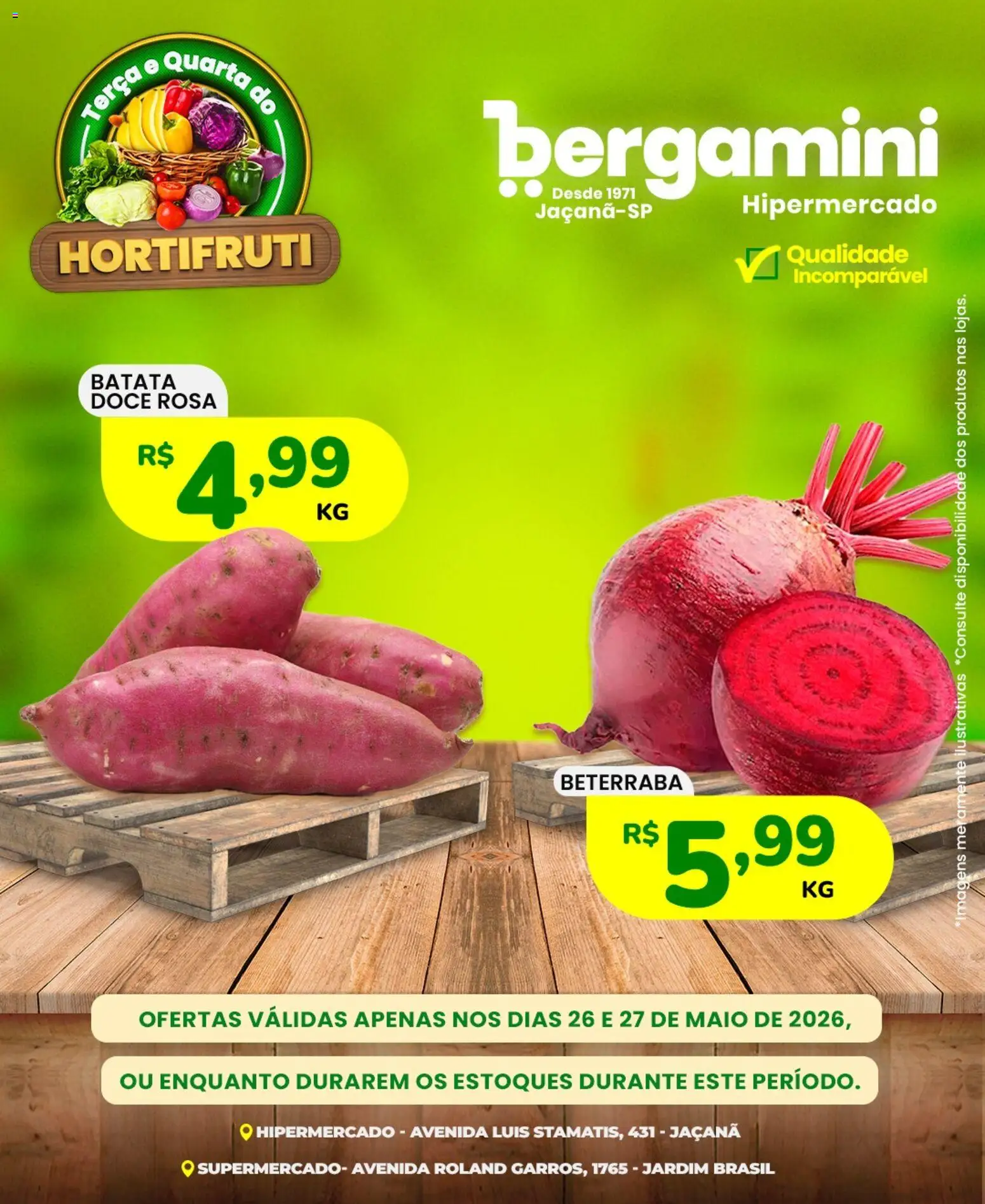 Supermercado Bergamini Folheto - válido de 26.05.2026 | Página: 4 | Produtos: Beterraba, Maiô, Batata