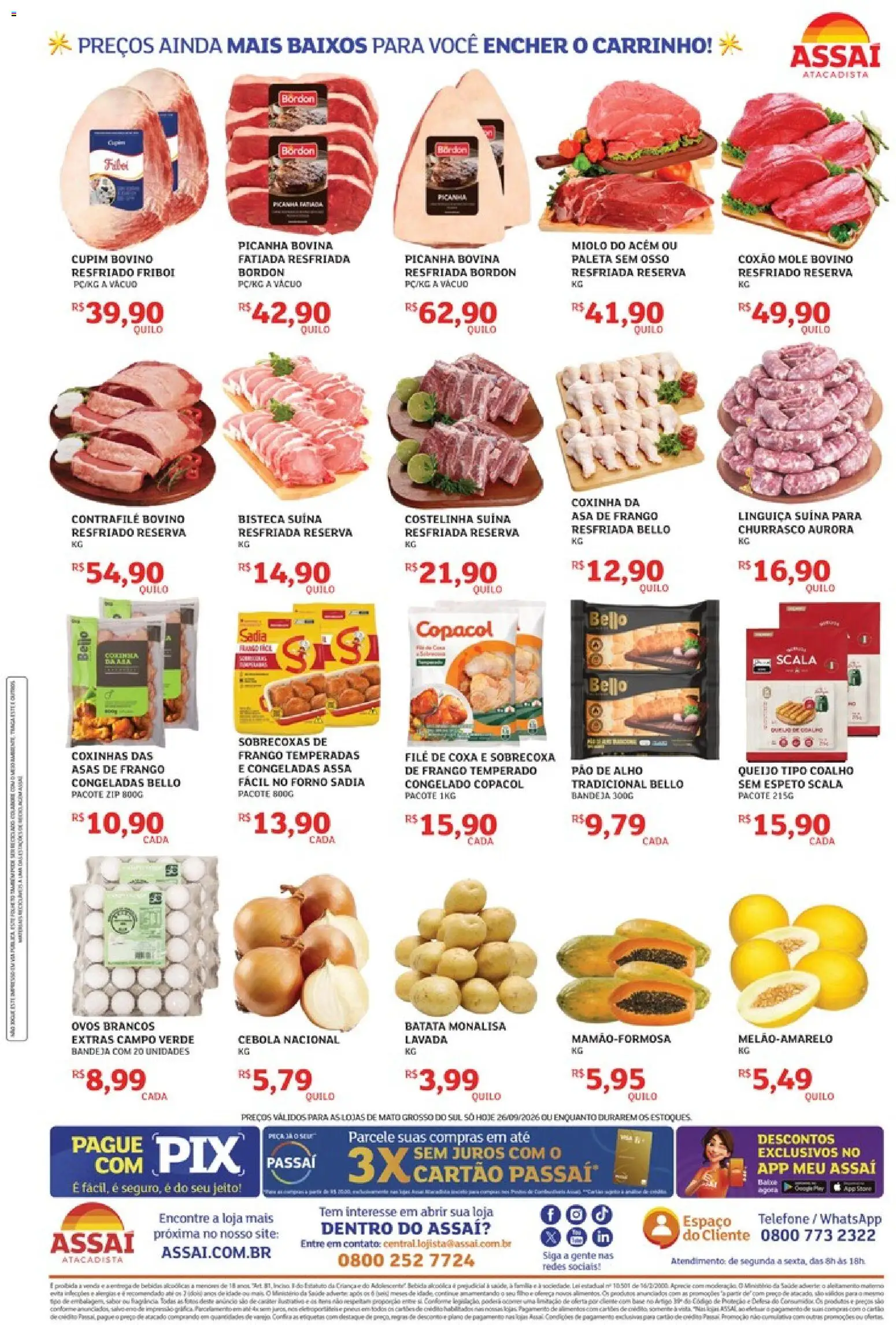 Assaí Atacadista Folheto - válido de 26/09/2026 | Página: 2 | Produtos: Coxão mole, Queijo, Ovos, Frango
