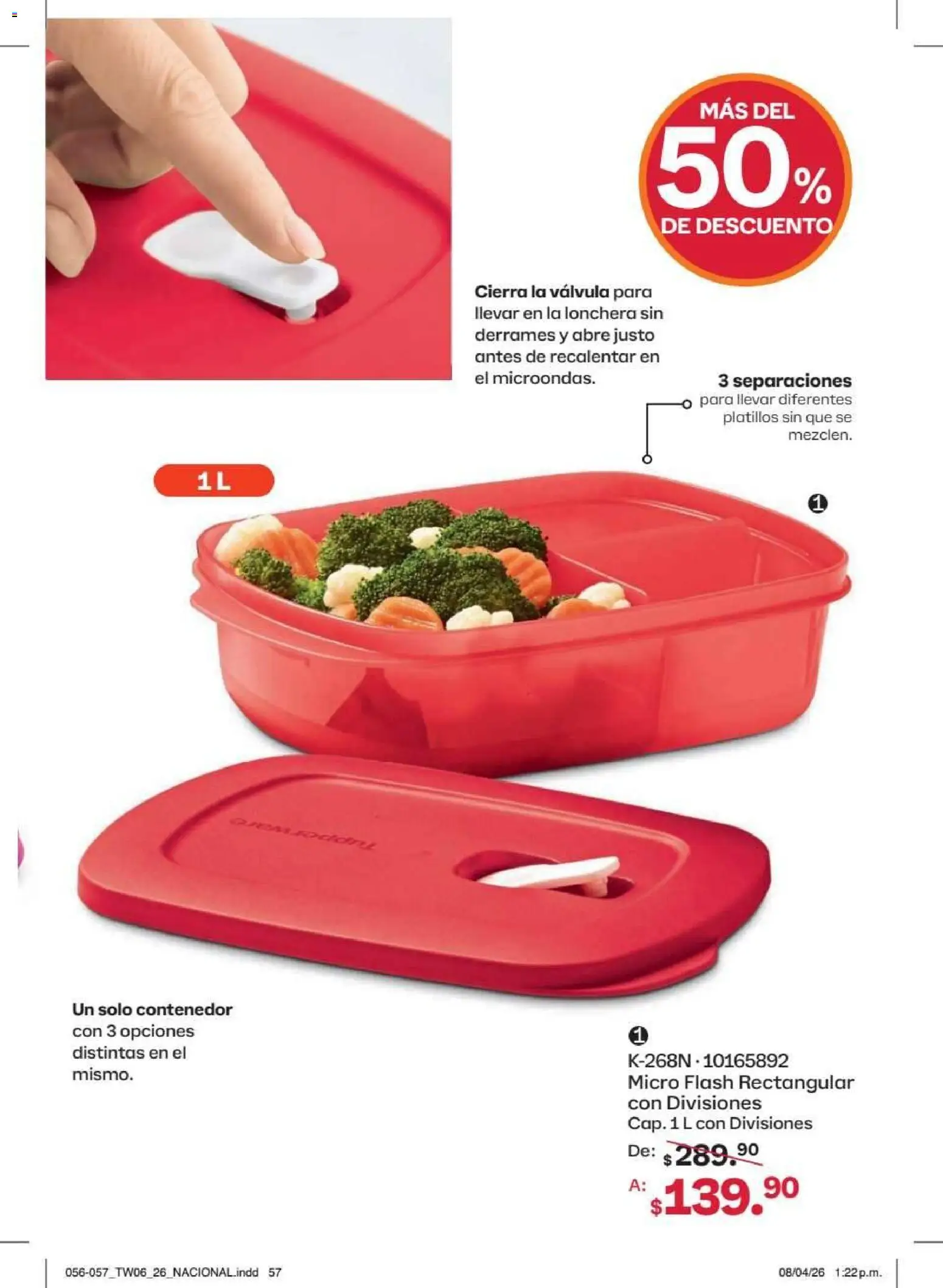 Nuevas ofertas de Tupperware válidas en toda la República Mexicana desde el 18/05/2026. ¡Encuentra las mejores ofertas en Tupperware catálogo! | Página: 57 | Productos: Válvula, Contenedor