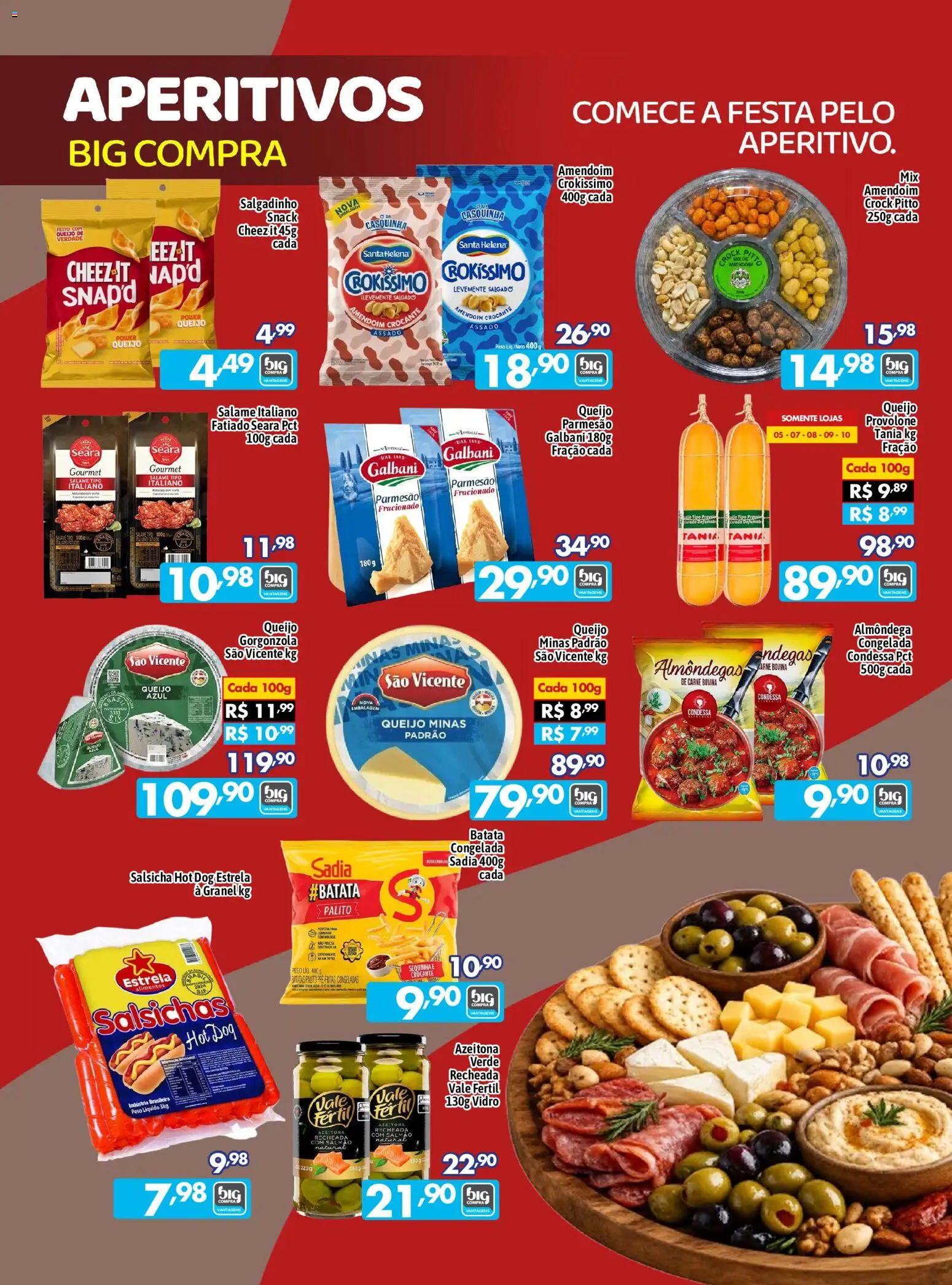 Big Compra Folheto - válido de 03/08/2026 | Página: 5 | Produtos: Amendoim, Salmão, Salsicha, Queijo