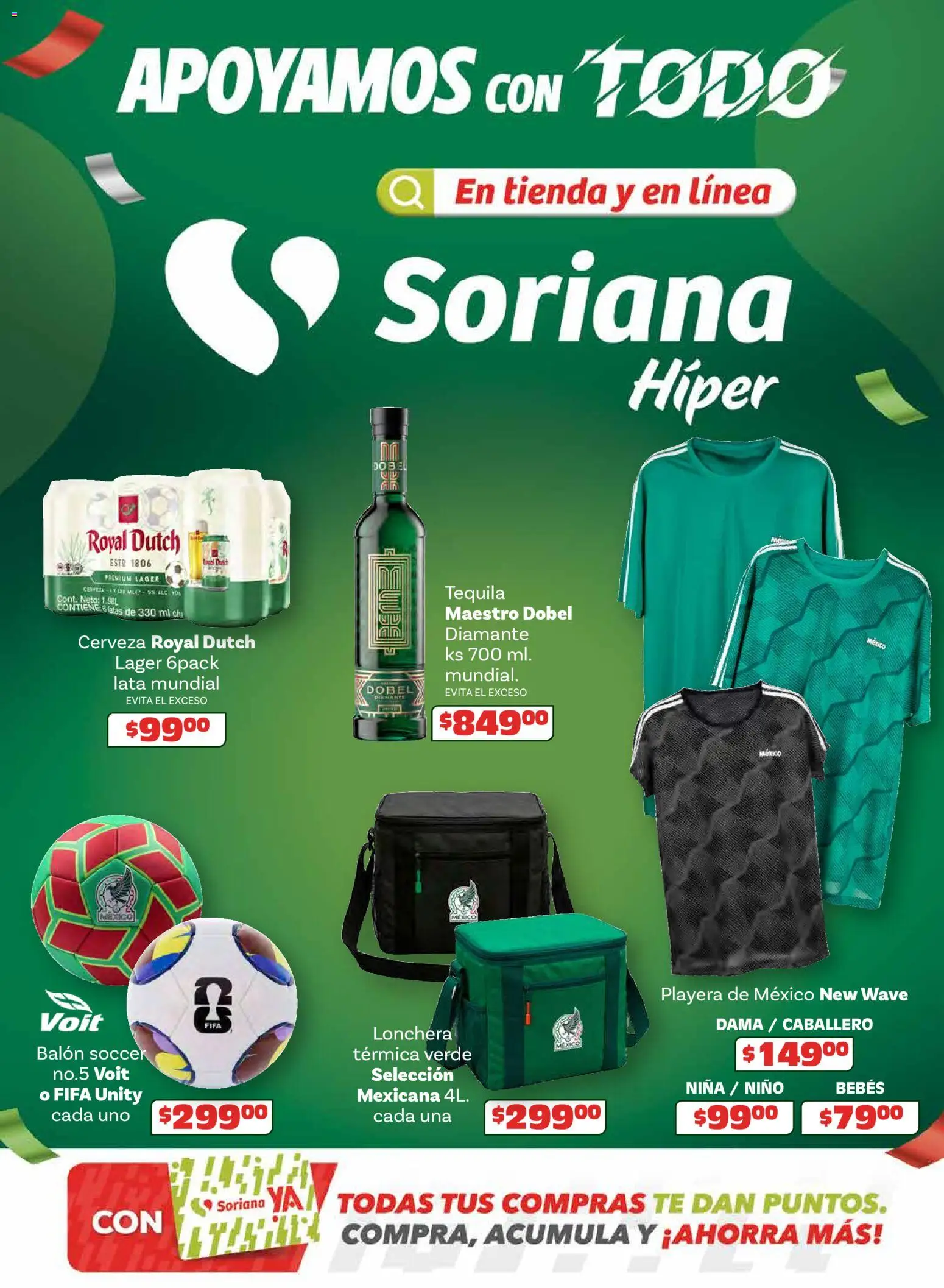 Nuevas ofertas de Soriana válidas en toda la República Mexicana desde el 14.05.2026. ¡Encuentra las mejores ofertas en Soriana En México apoyamos con todo Híper Nacional! | Página: 1 | Productos: Cerveza, Tequila, Playera, Té