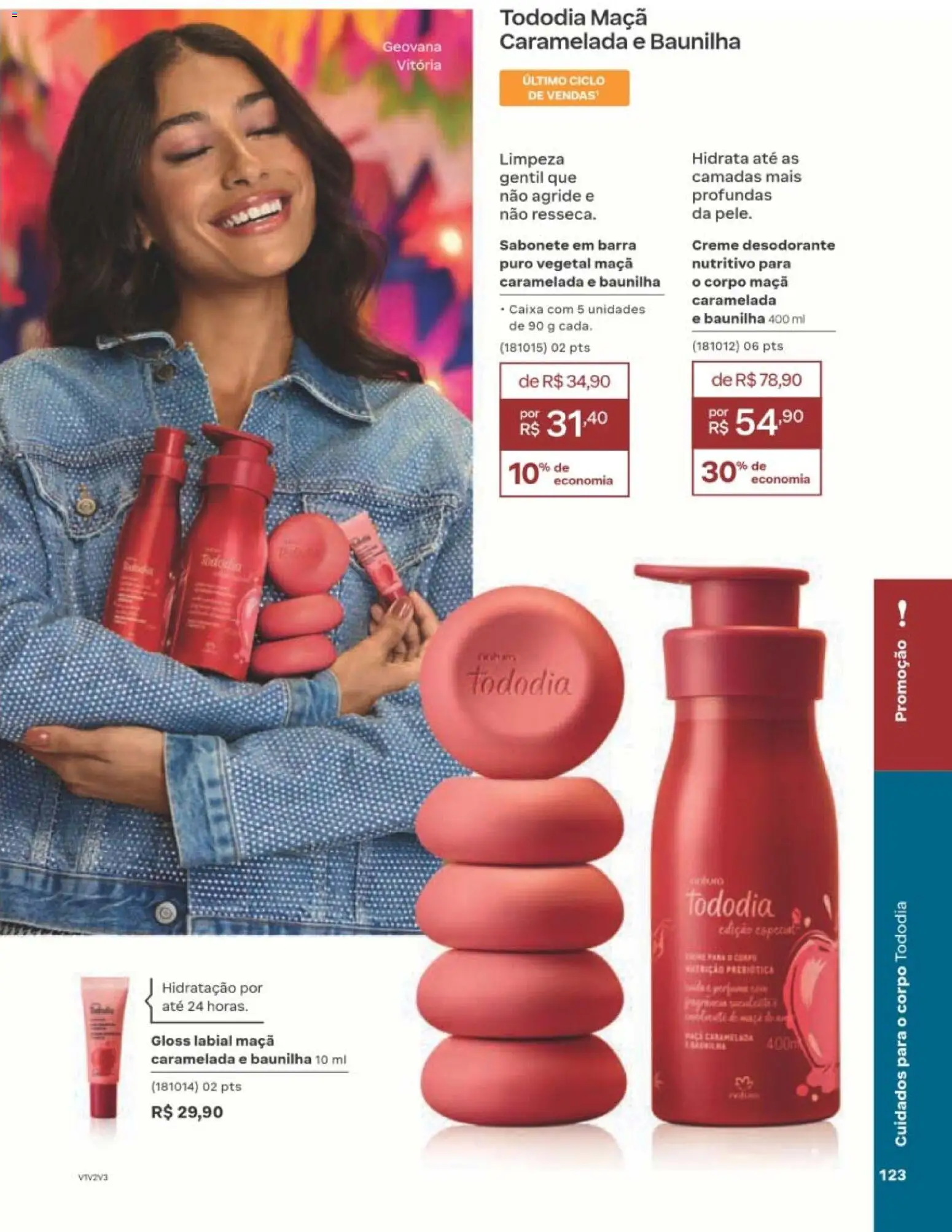 Natura Folheto - válido de 29/06/2026 | Página: 123 | Produtos: Gloss labial, Desodorante, Creme, Sabonete