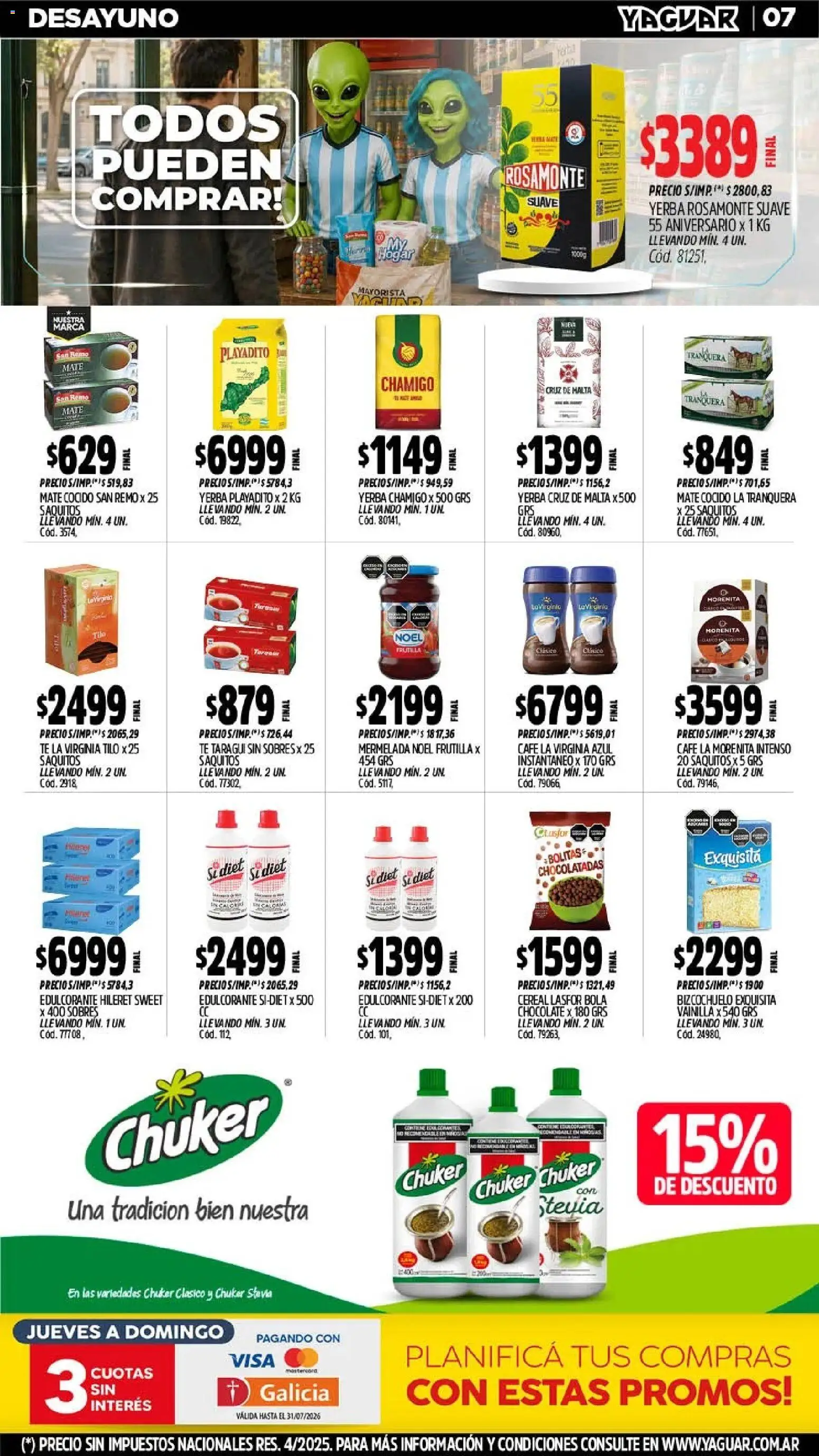 Yaguar - Oferta Semanal Misiones │ válido desde el 06/07/2026 | Página: 9 | Productos: Café, Chocolate, Té, Mate cocido