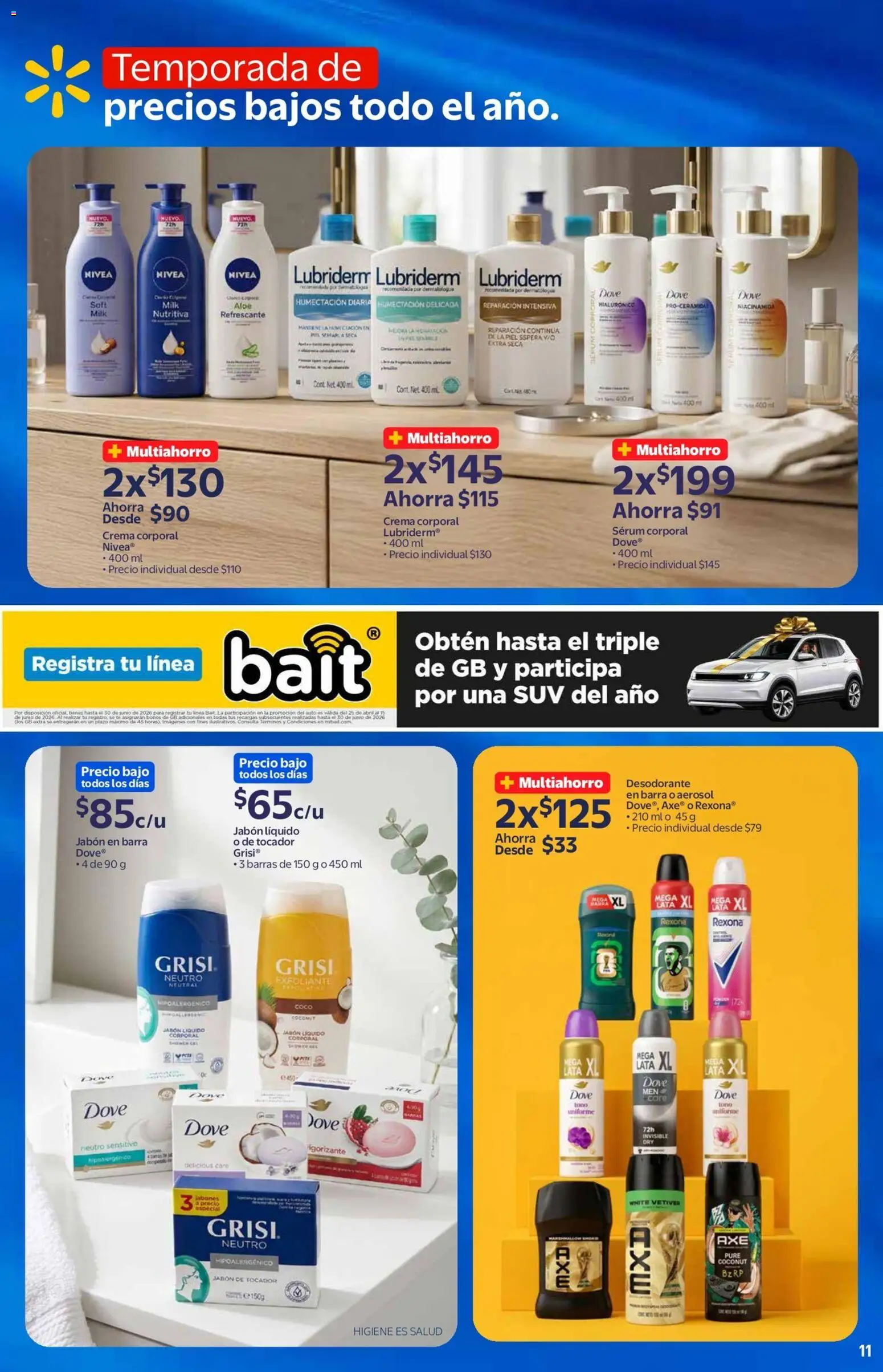 Nuevas ofertas de Walmart válidas en toda la República Mexicana desde el 03.06.2026. ¡Encuentra las mejores ofertas en Walmart folleto! | Página: 11 | Productos: Desodorante, Serum, Barra, Jabón