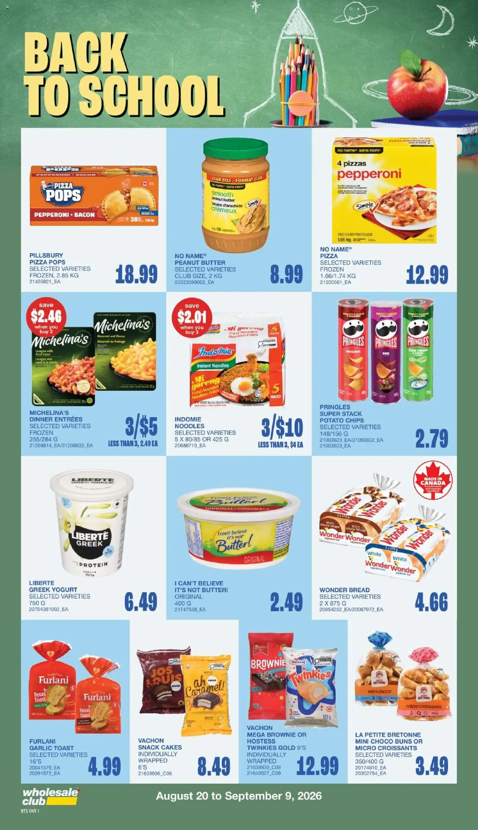 Wholesale Club flyer valid from Aug 20, 2026 | Page: 14 | Products: Chips, Toast, Garlic, Protein