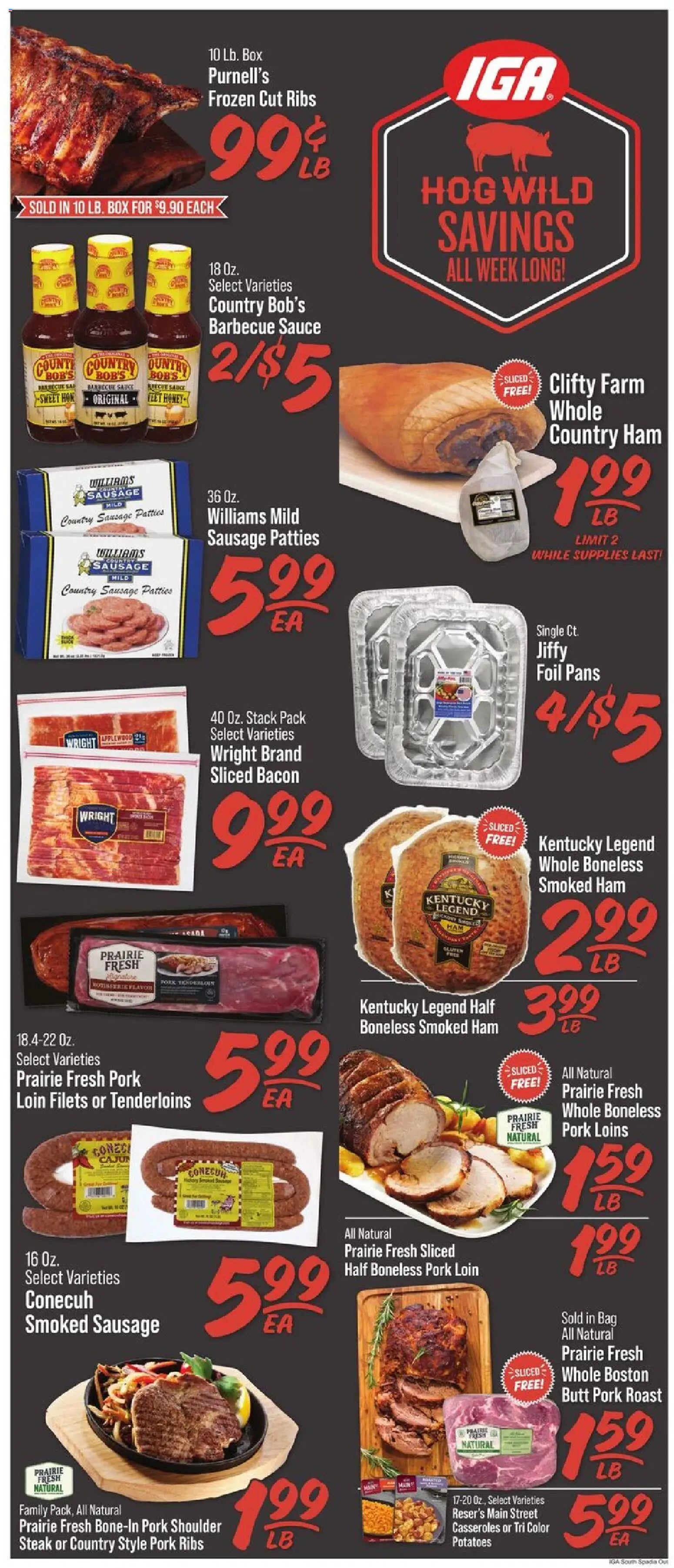 IGA Weekly Ad - valid from 09/30/2026 | Page: 2 | Products: Pork shoulder, Pork roast, Pork loin, Barbecue sauce