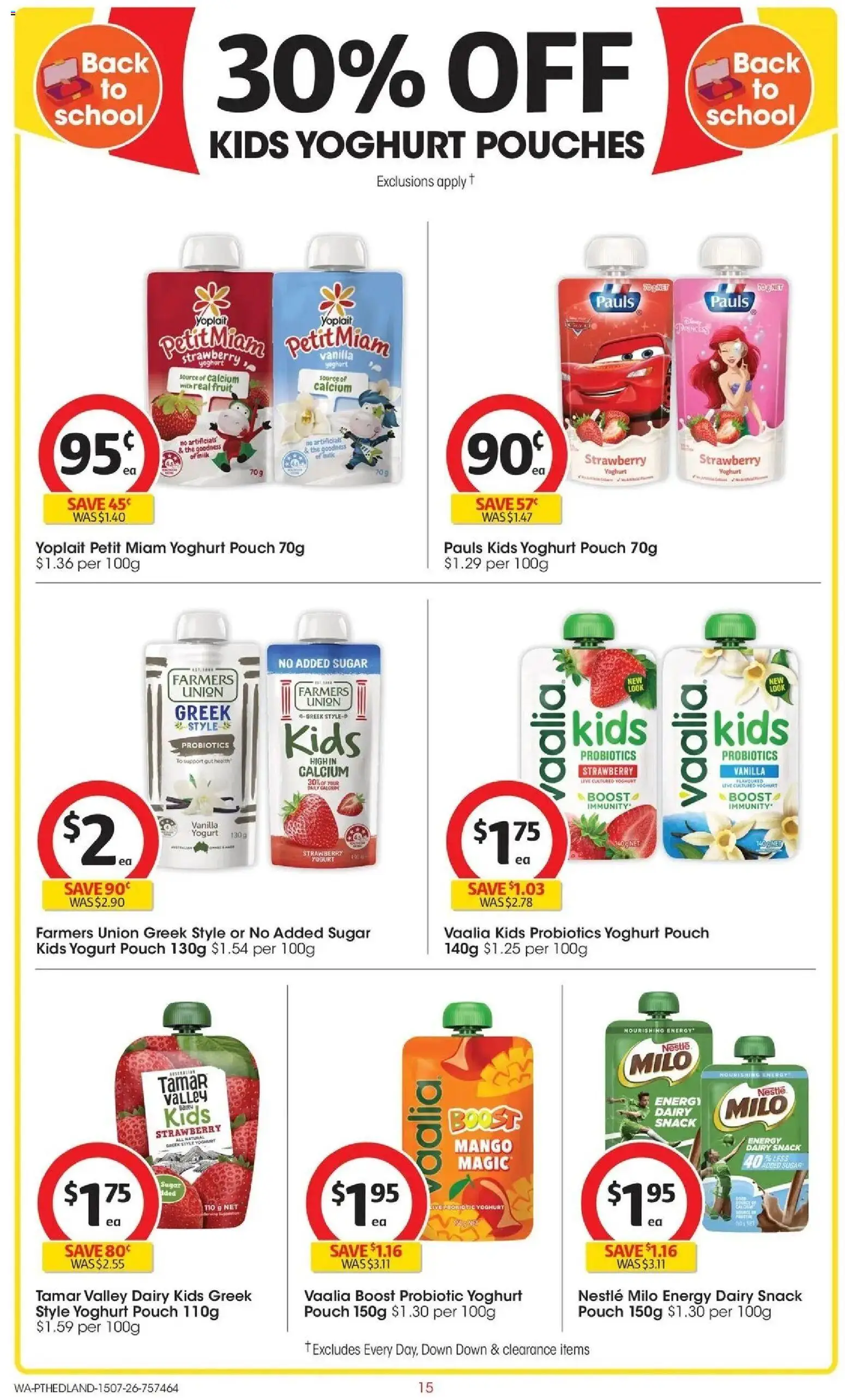 Coles catalogue - valid from 15/07/2026 | Page: 15 | Products: Milk, Yoghurt, Sugar, Mango