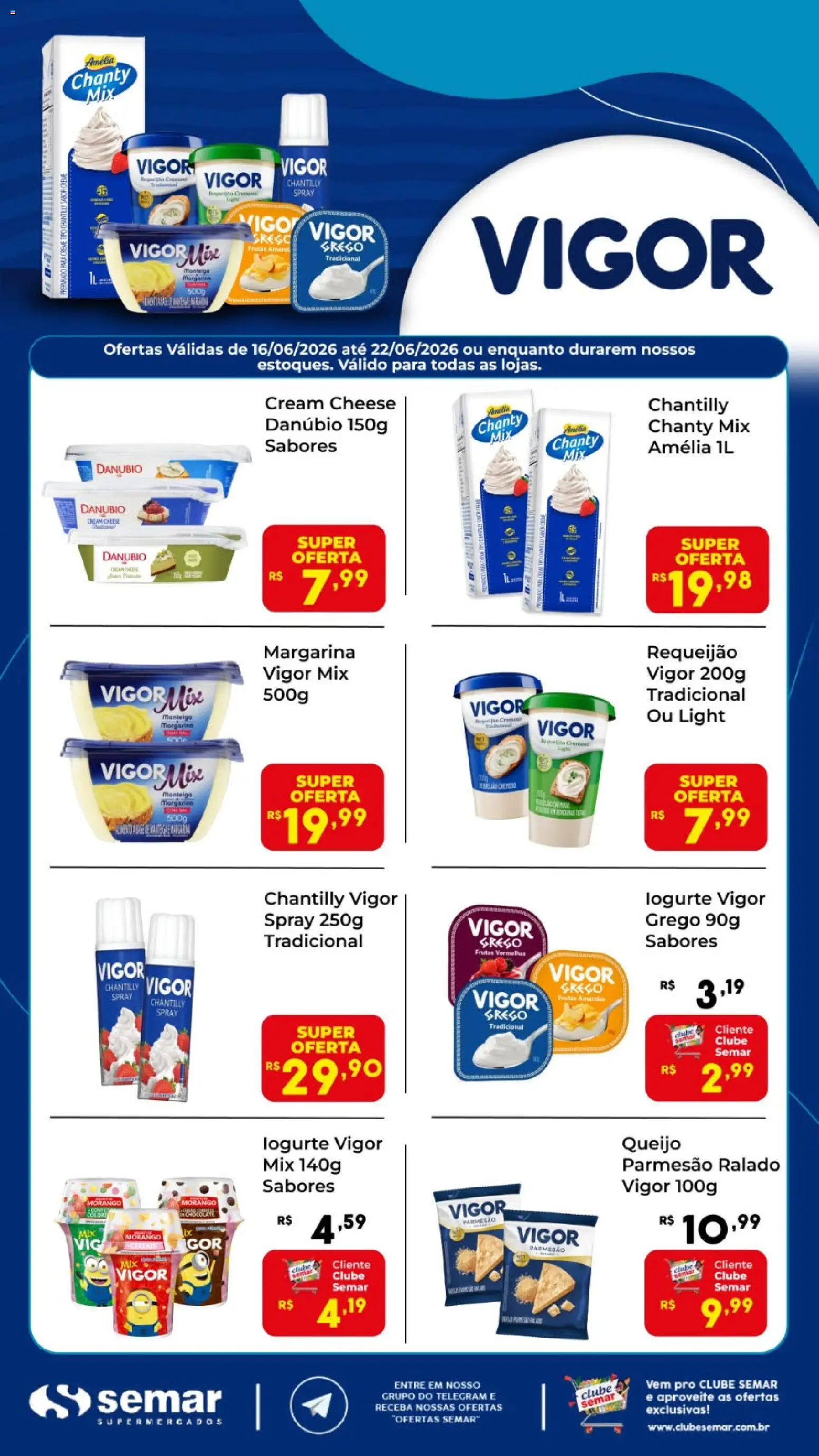 Semar Supermercado Folheto - válido de 16.06.2026 | Página: 1 | Produtos: Queijo, Parmesão, Cream cheese, Requeijão