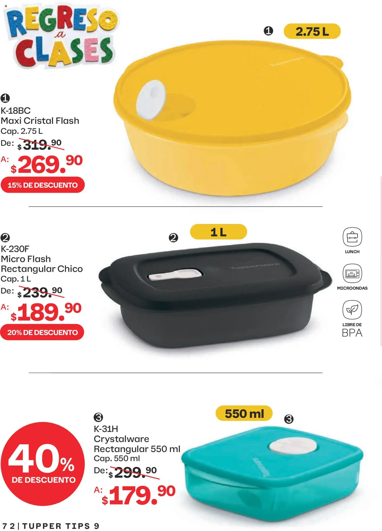 Nuevas ofertas de Tupperware válidas en toda la República Mexicana desde el 10/08/2026. ¡Encuentra las mejores ofertas en Tupperware catálogo! | Página: 72 | Productos: Microondas, Tupper