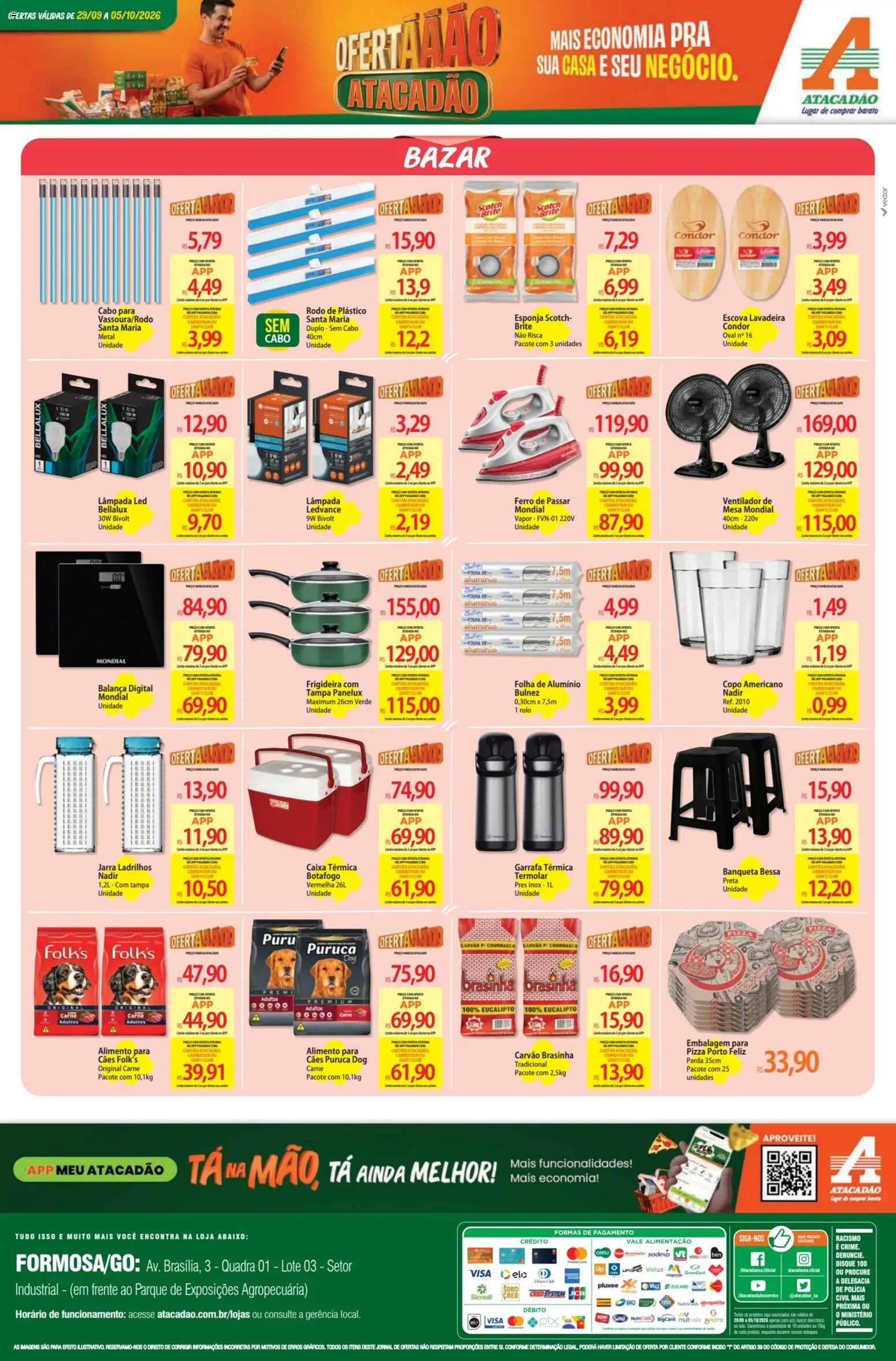 Atacadão Folheto - válido de 29/09/2026 | Página: 6 | Produtos: Ventilador, Balança, Mesa, Carne