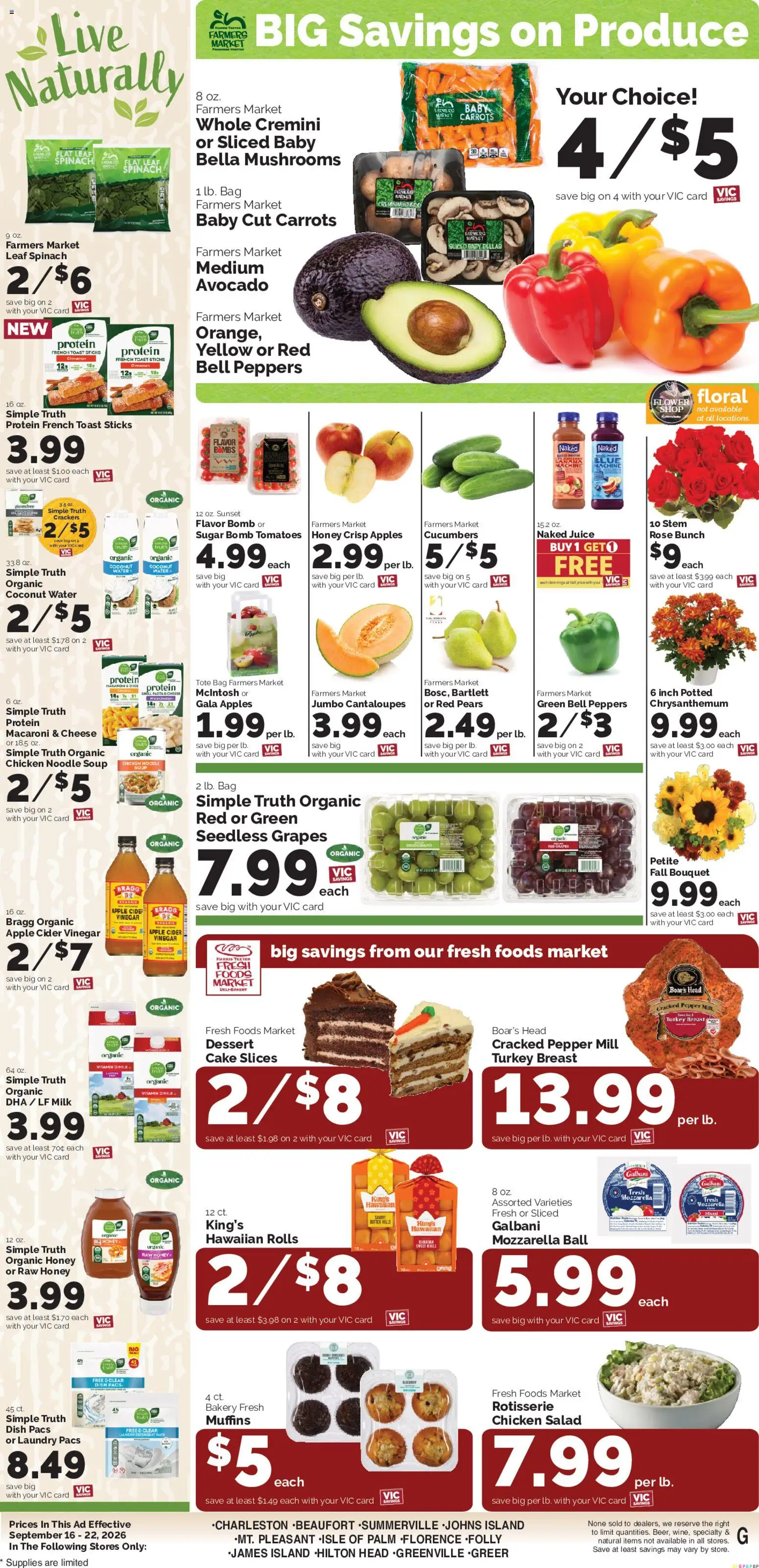 Harris Teeter Weekly Ad - SC - valid from 09/16/2026 | Page: 11 | Products: Turkey, Milk, Juice, Tomatoes