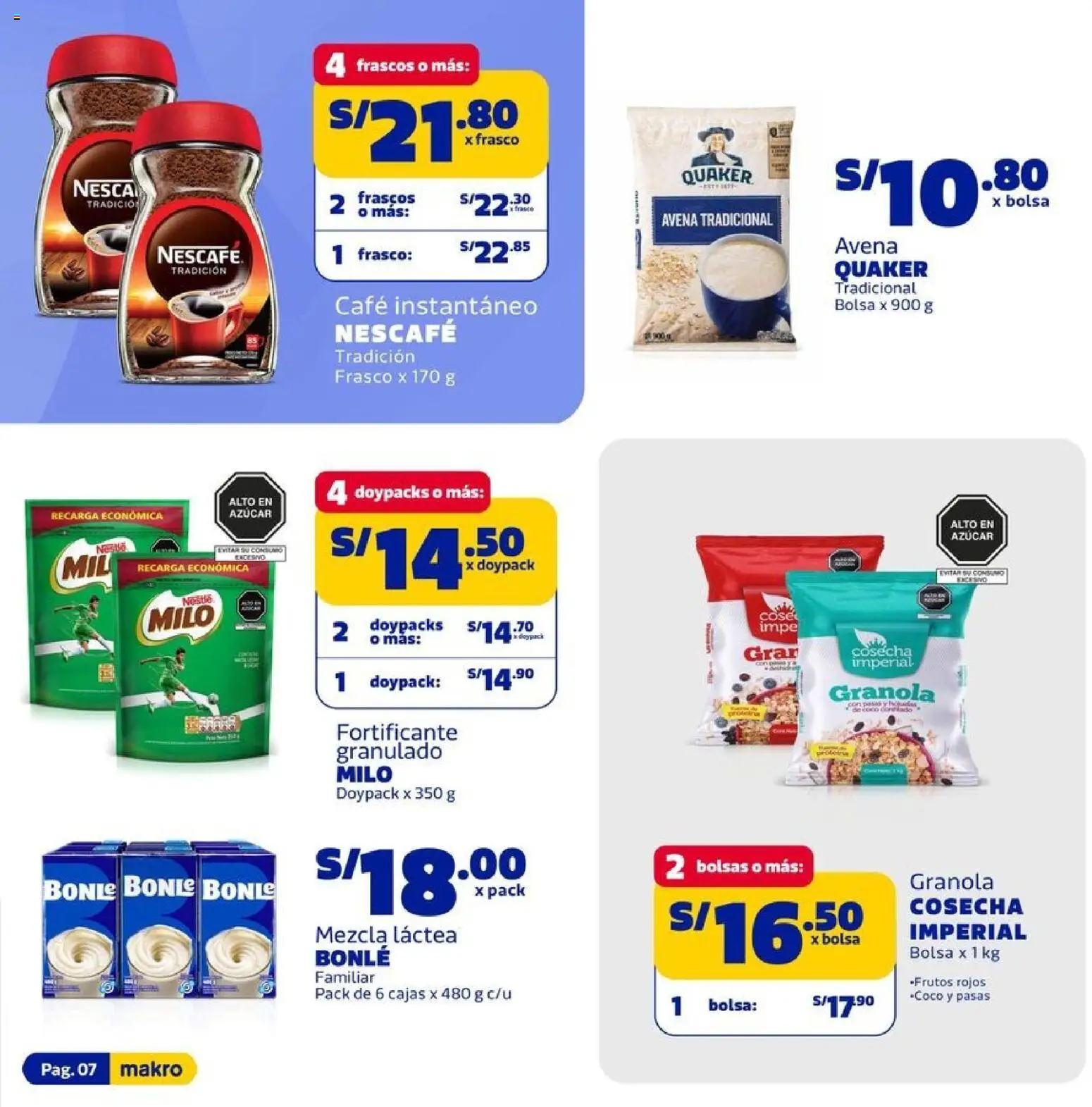 Catálogo Makro válido desde 30/07/2026 | Página: 7 | Productos: Café, Avena, Bolsa