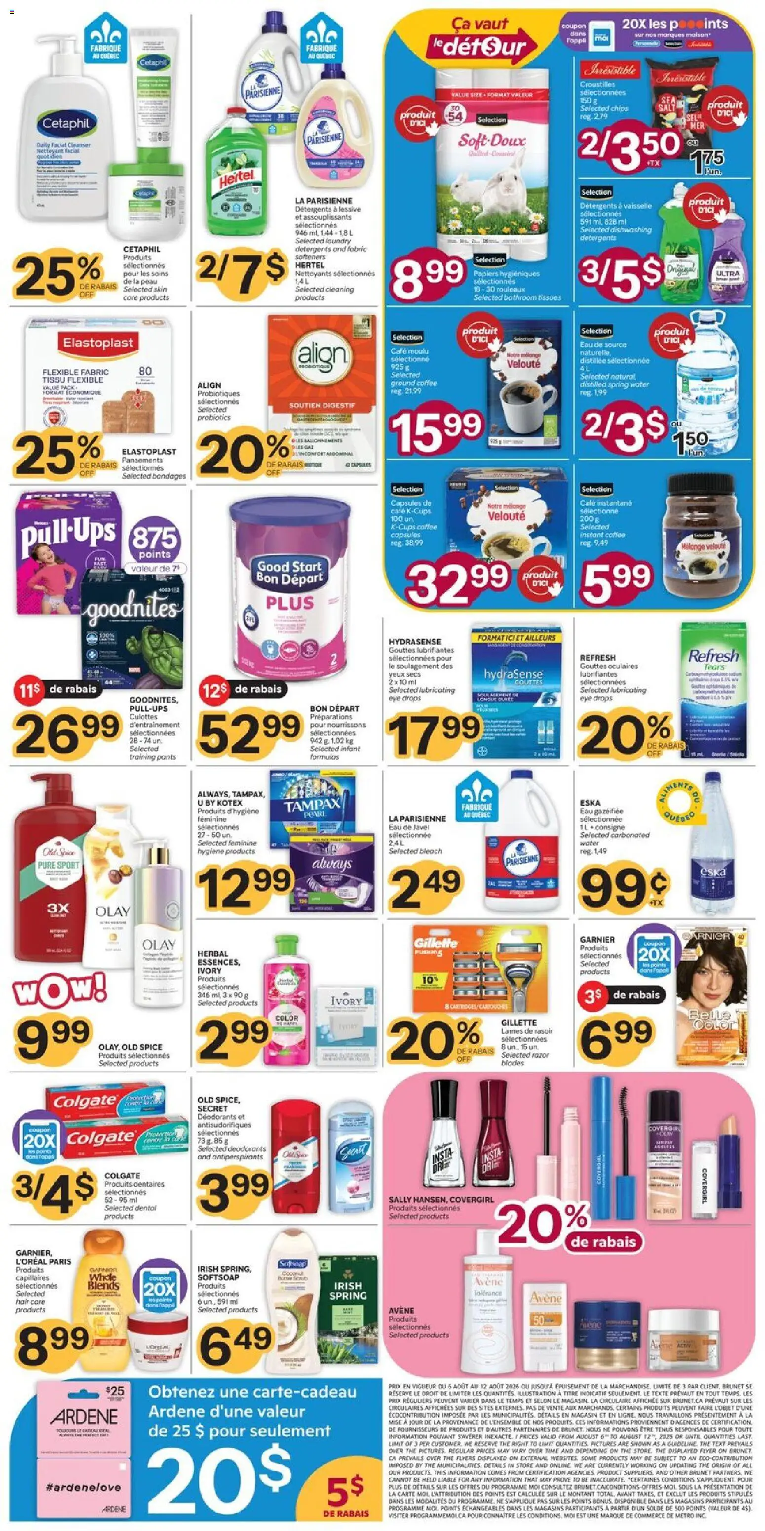 Brunet flyer valid from Aug 6, 2026 | Page: 8 | Products: Water, Capsules, Coffee, Ground coffee