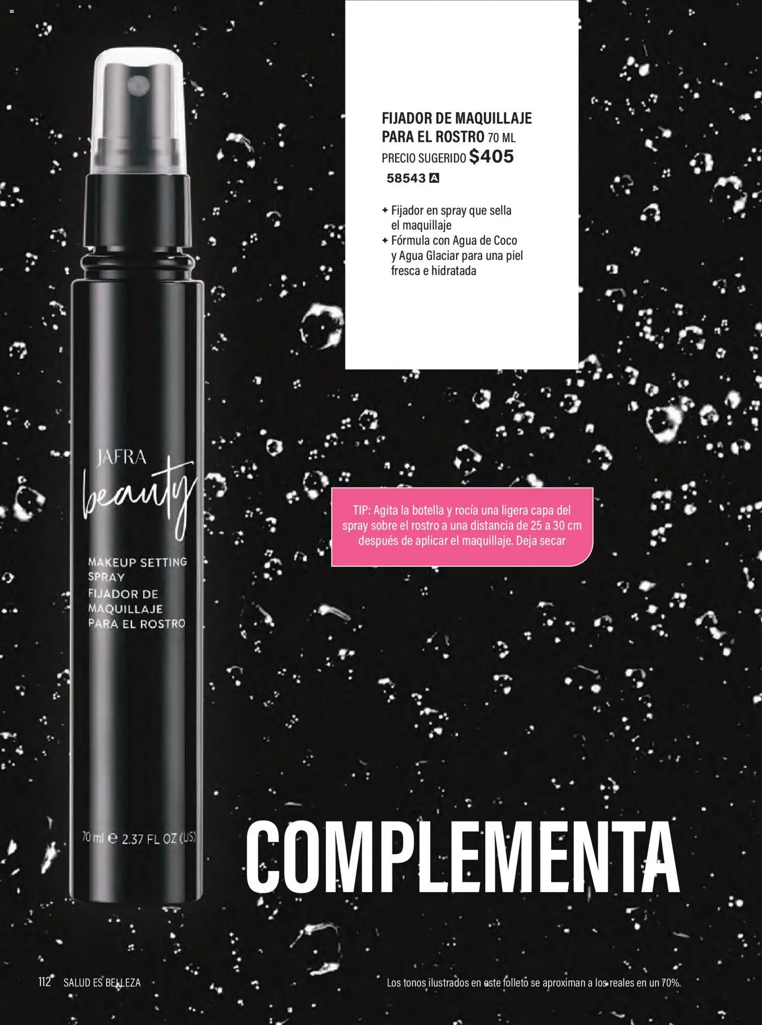 Nuevas ofertas de JAFRA válidas en toda la República Mexicana desde el 01/07/2026. ¡Encuentra las mejores ofertas en JAFRA catálogo Organizador de Ventas! | Página: 112 | Productos: Fijador, Botella, Maquillaje, Sobre