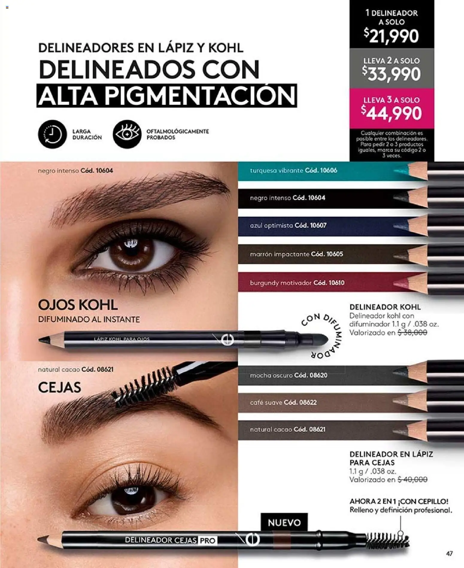 Ésika revista - valida desde el 07/08/2026 | Página: 47 | Productos: Cepillo, Delineador, Combinación, Café