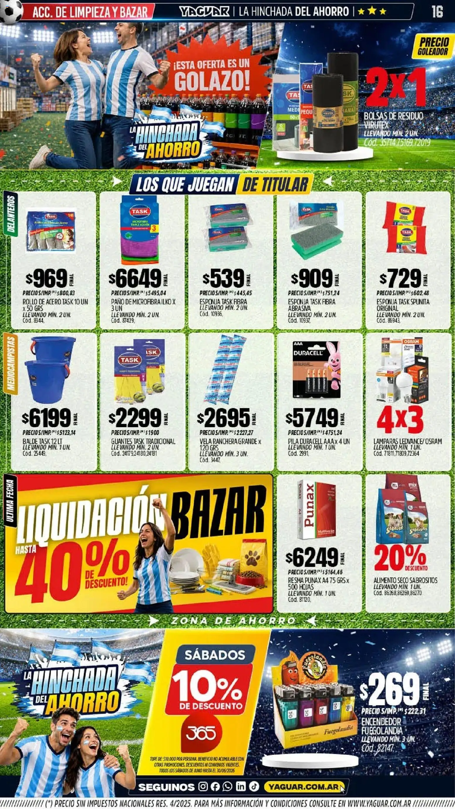 Yaguar - Oferta Semanal Jujuy │ válido desde el 08.06.2026 | Página: 16 | Productos: Pila, Encendedor, Esponja, Guantes