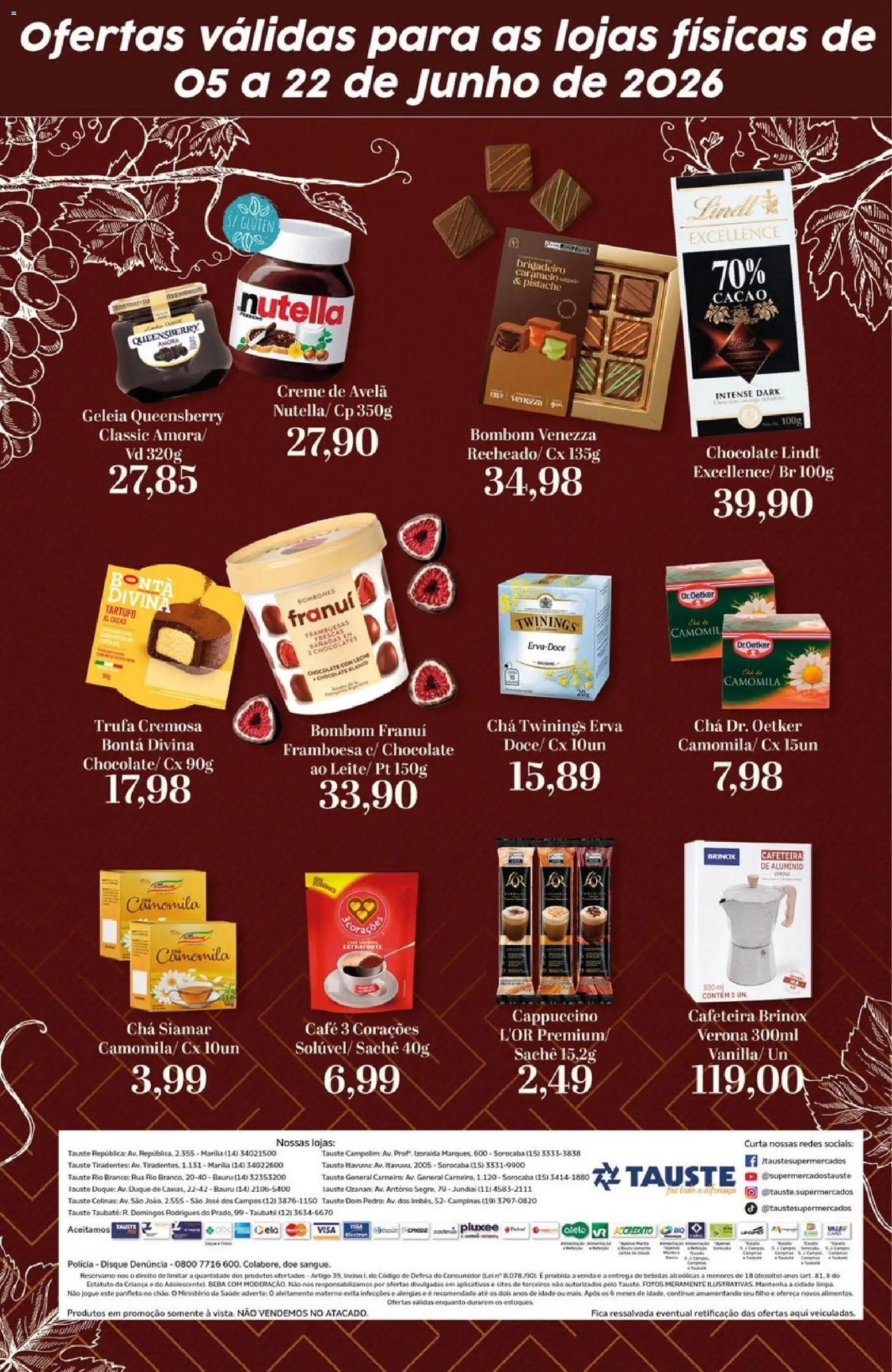 Tauste Folheto - válido de 05.06.2026 | Página: 8 | Produtos: Cafeteira, Geleia, Bombom, Creme de avelã