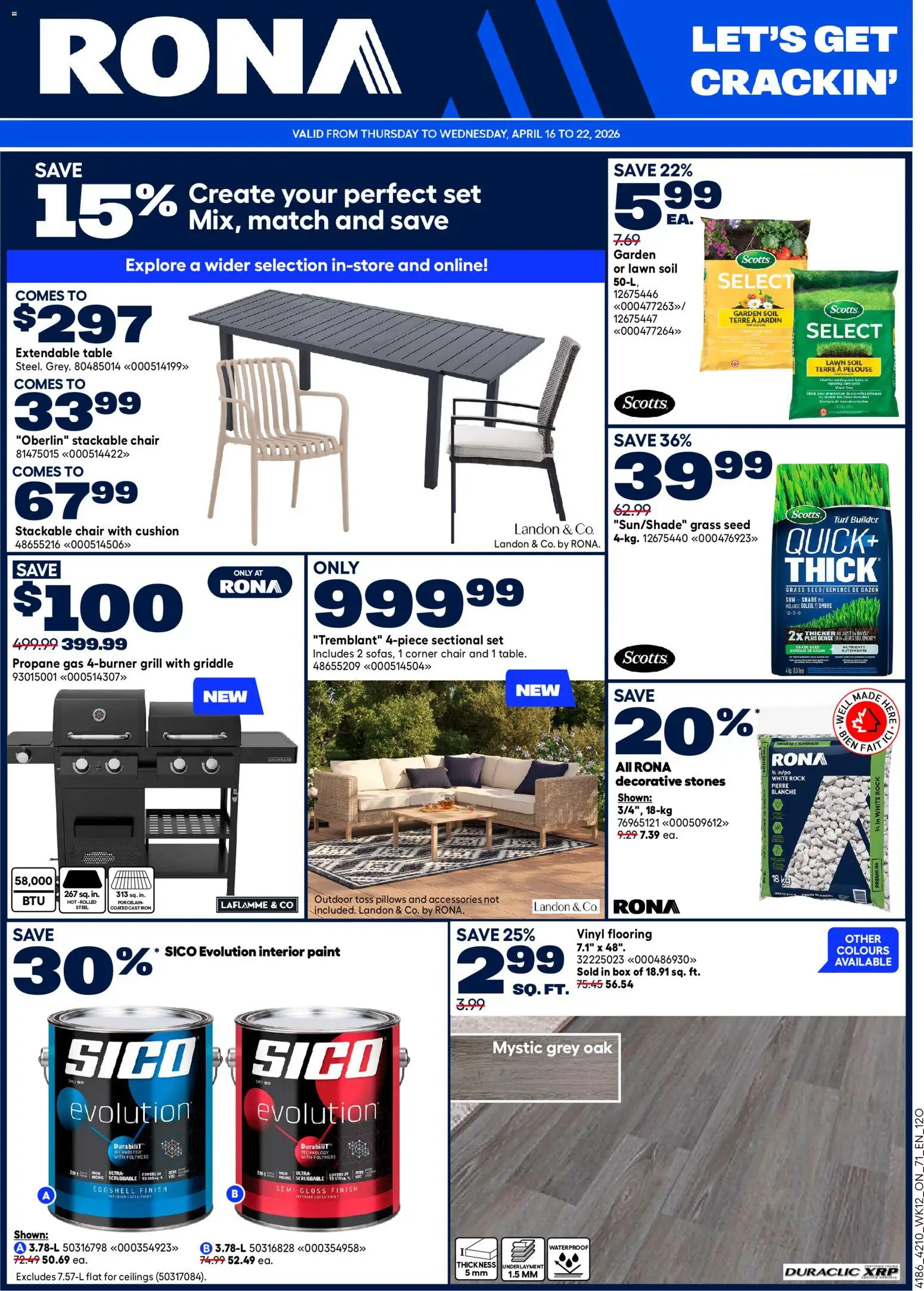 Rona flyer valid from 16.04.2026 | Page: 2 | Products: Iron, Table, Chair, Box