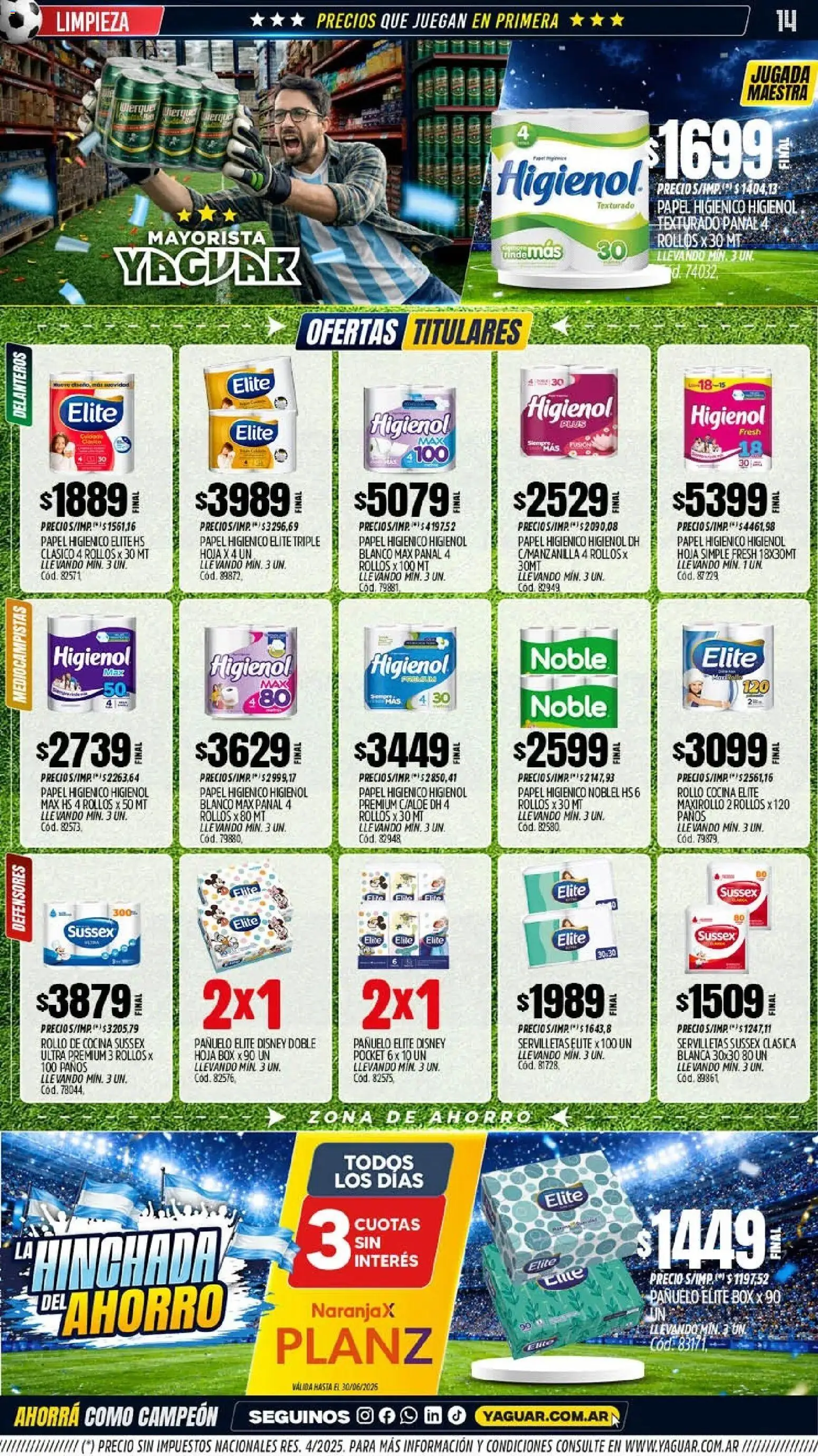 Yaguar - Oferta Semanal Misiones │ válido desde el 08.06.2026 | Página: 14 | Productos: Papel higiénico, Pañuelo, Cocina, Servilletas