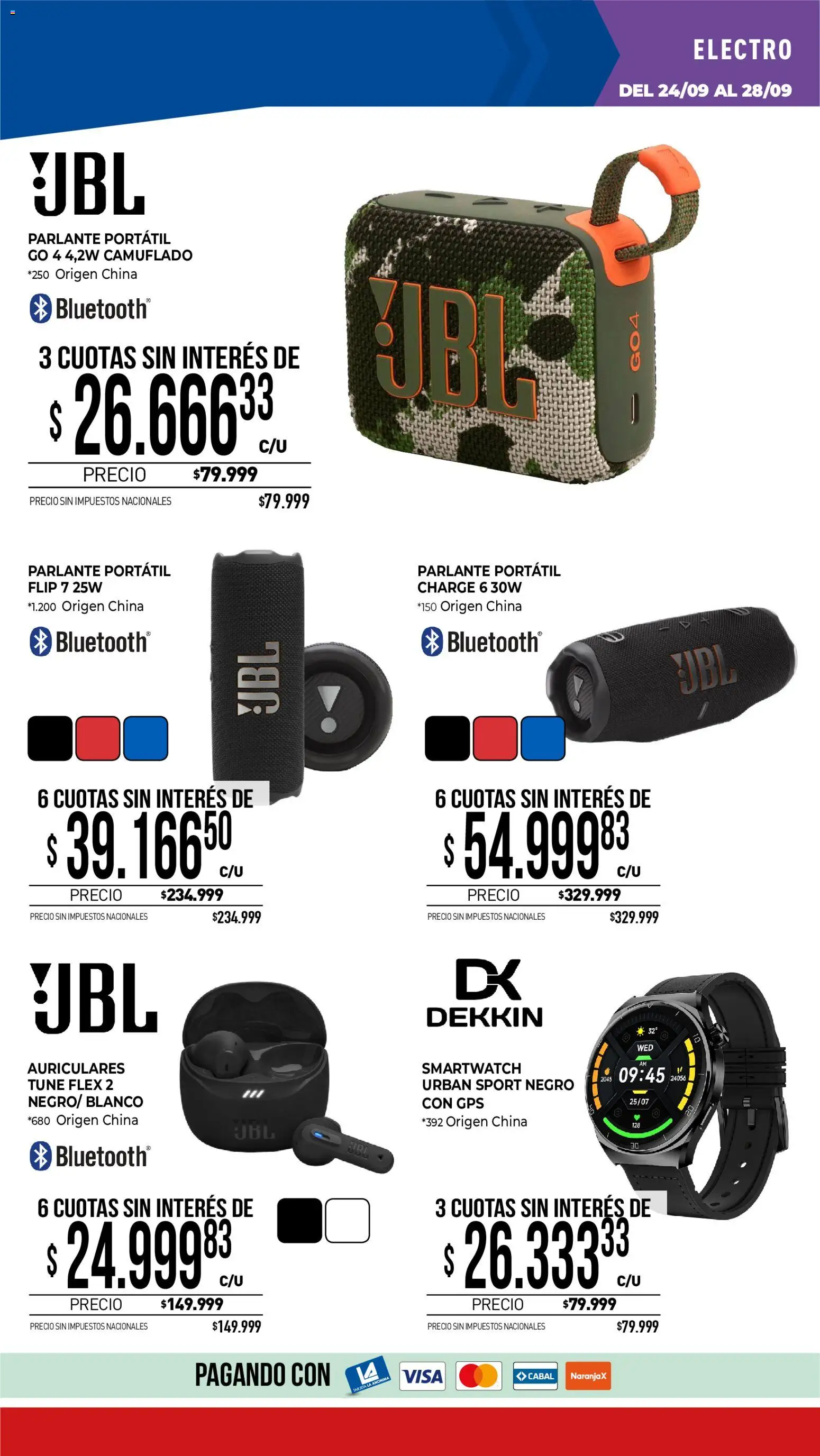 La Anonima catálogo │ válido desde el 24/09/2026 | Página: 32 | Productos: Auriculares, Parlante