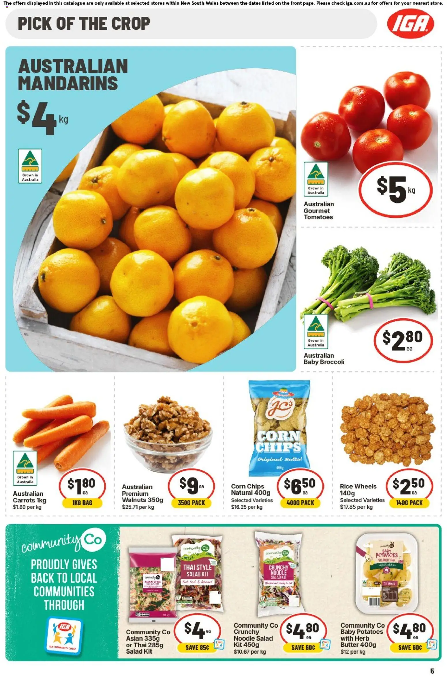 IGA catalogue - valid from 01/07/2026 | Page: 5 | Products: Rice, Carrots, Salad, Potatoes