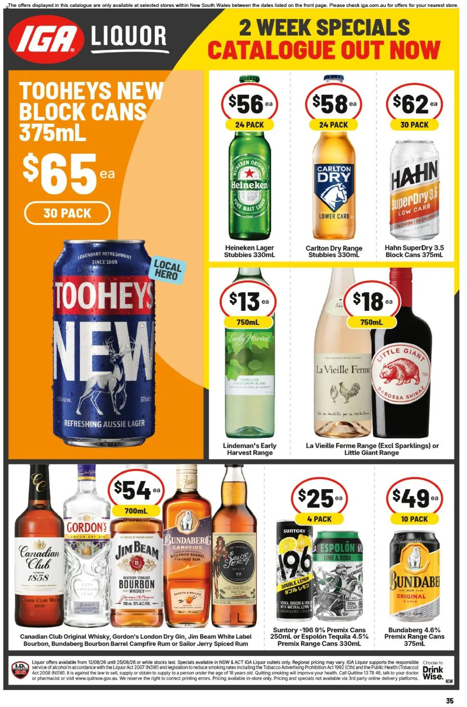 IGA catalogue - valid from 19/08/2026 | Page: 33 | Products: Tequila, Heineken, Bourbon, Lime